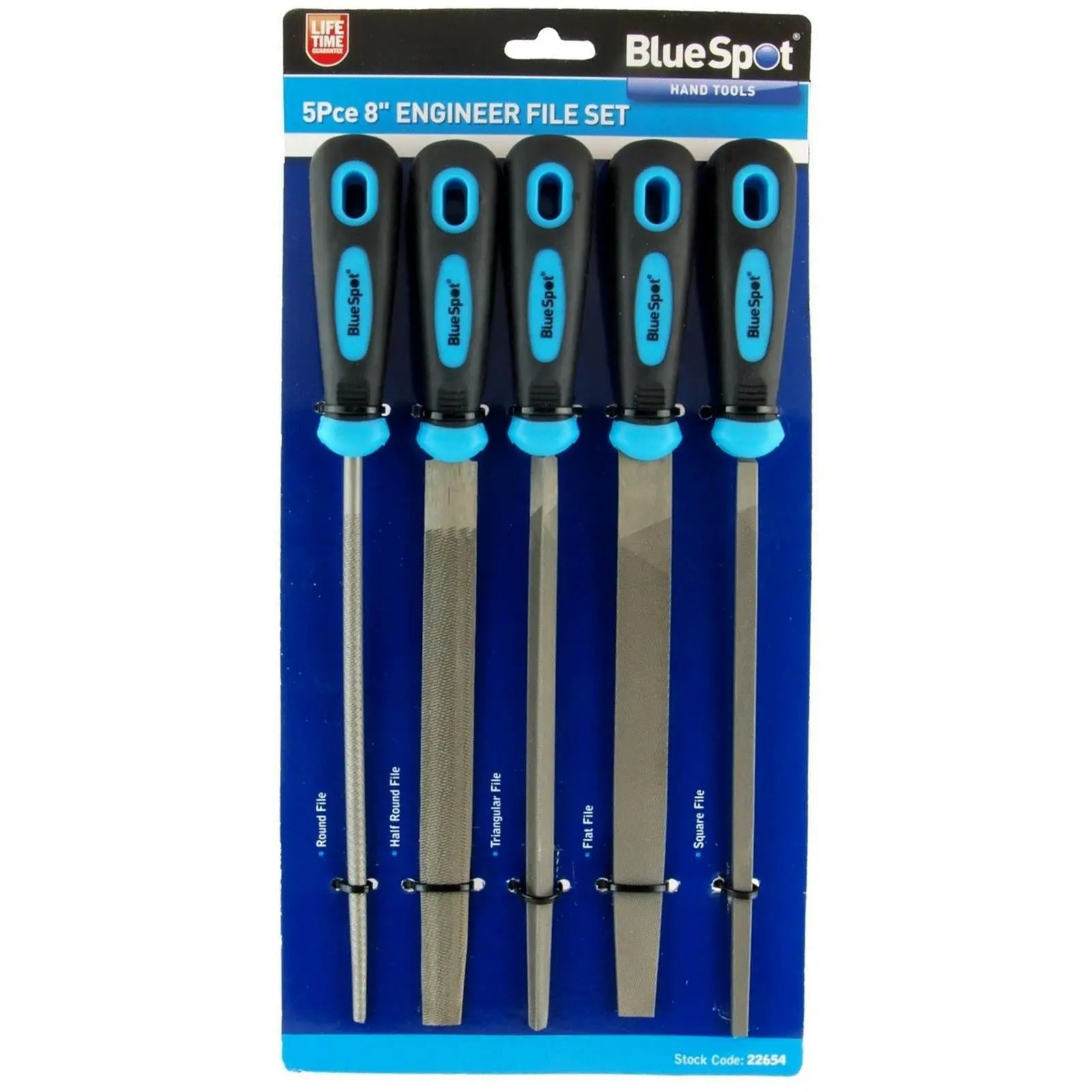 BlueSpot Engineers File Set Half Round Triangle Flat Square Rubber Grips 5pc - Image 2