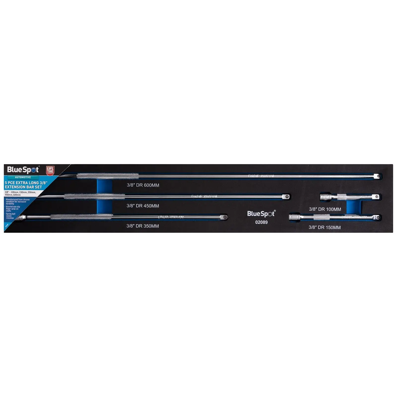 BlueSpot Extension Bar Set Extra Long 3/8" Drive 5 Piece in EVA Foam - Image 3