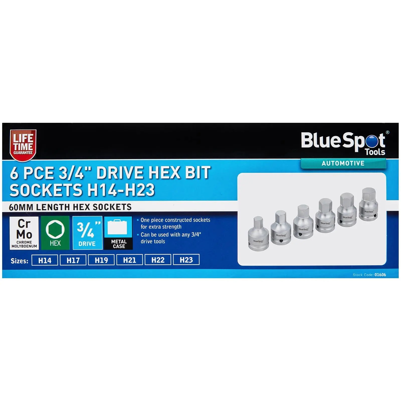 BlueSpot Hex Bit Socket Set 3/4" Drive H14-H23 6 Piece - Image 3