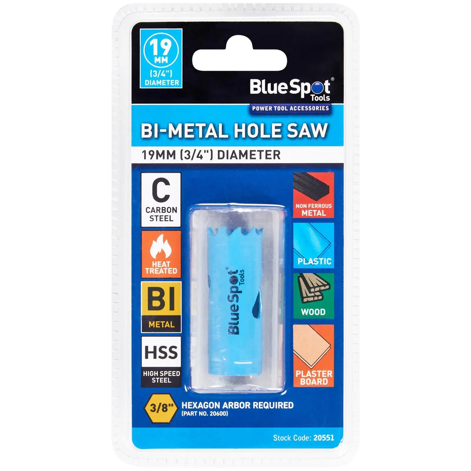 BlueSpot Hole Saw Bi-Metal 19mm HSS Teeth - Image 2