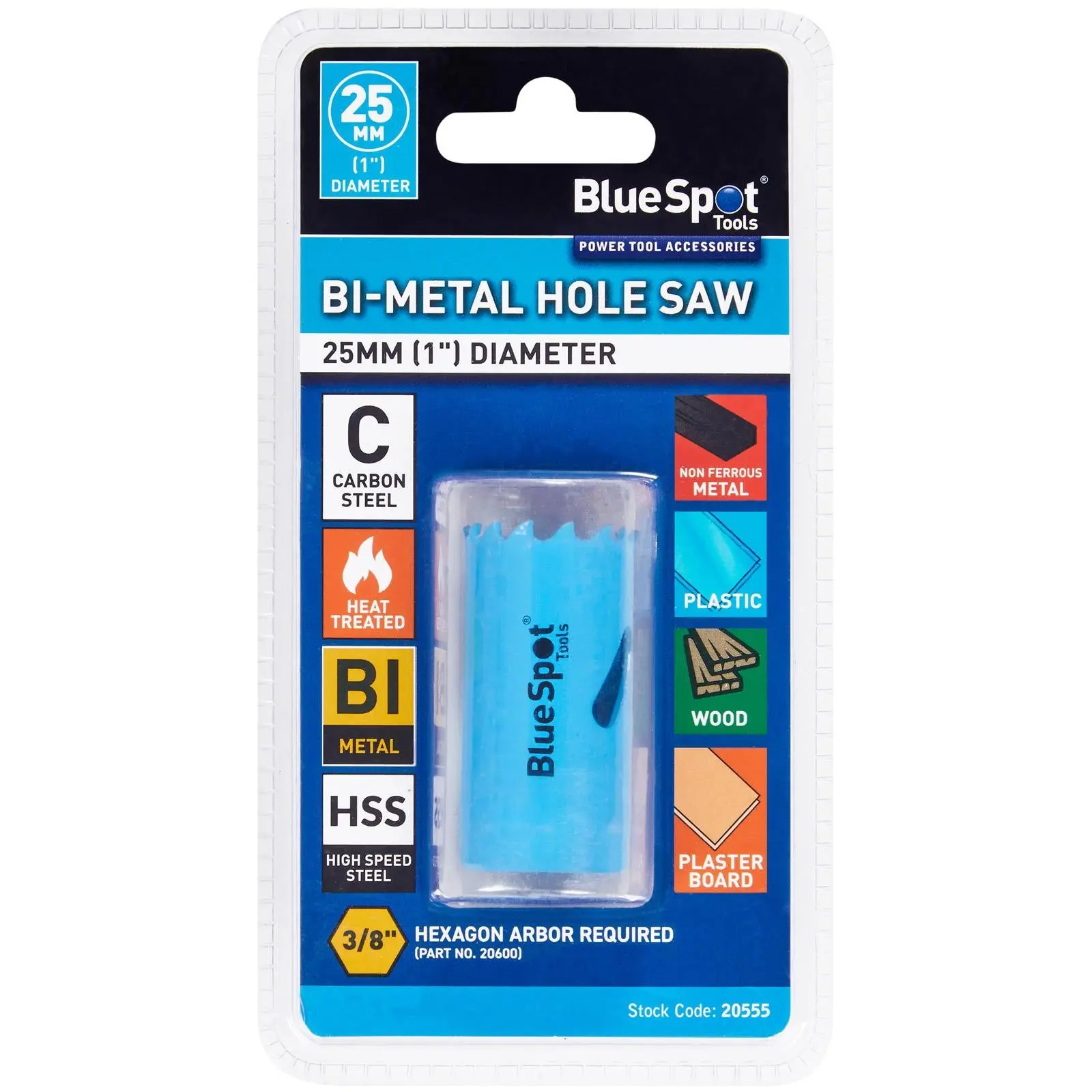 BlueSpot Hole Saw Bi-Metal 25mm HSS Teeth - Image 2