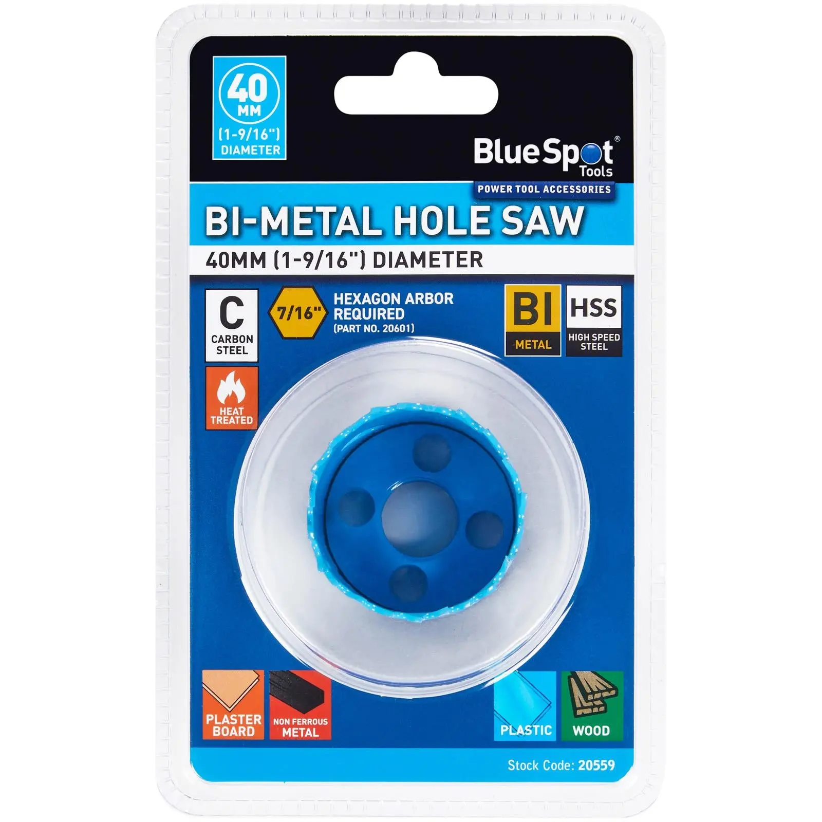 BlueSpot Hole Saw Bi-Metal 40mm HSS Teeth - Image 2