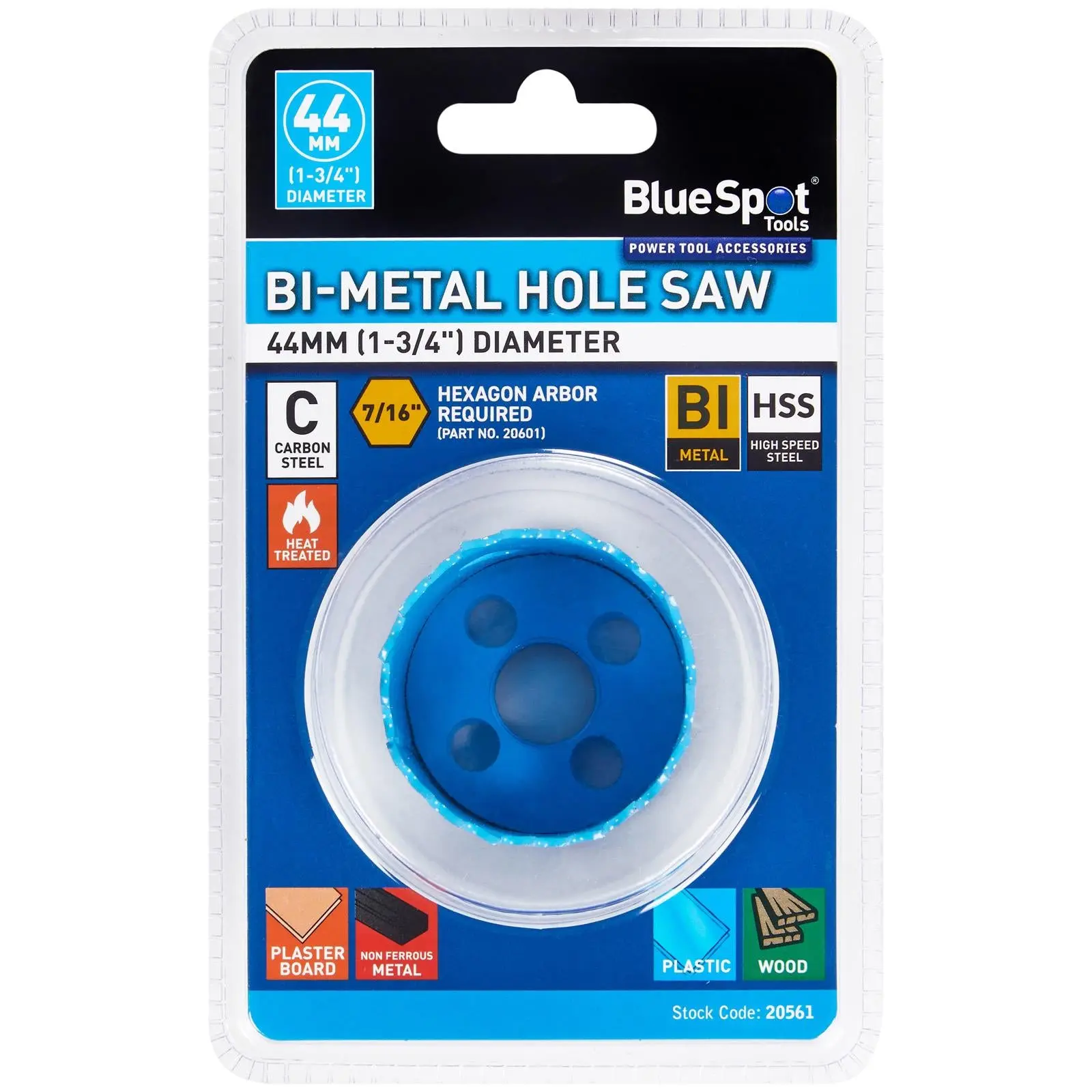 BlueSpot Hole Saw Bi-Metal 44mm HSS Teeth - Image 2
