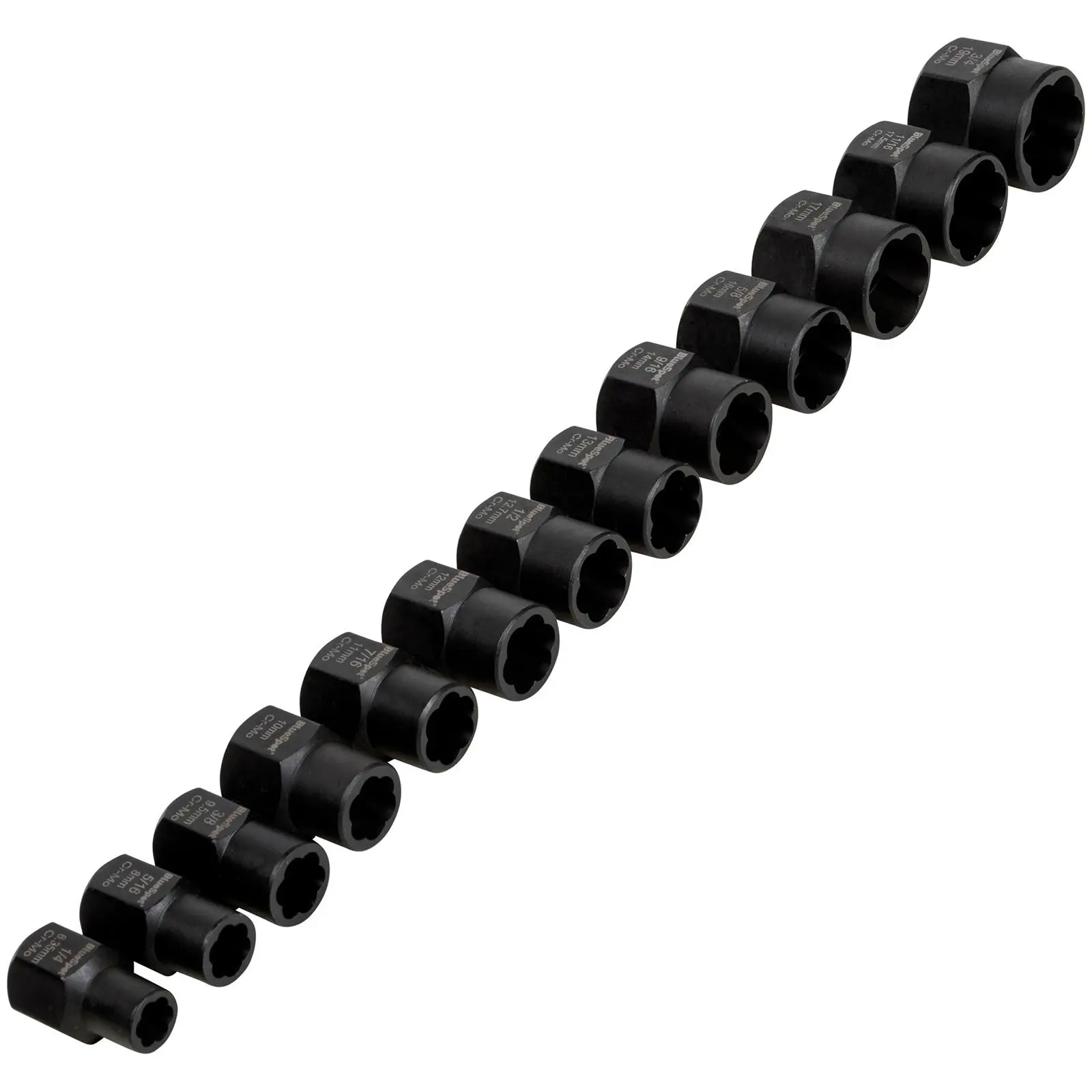 BlueSpot Impact Bolt and Nut Remover Set 13 Piece 8-19mm 1/4"-11/16 - Image 3