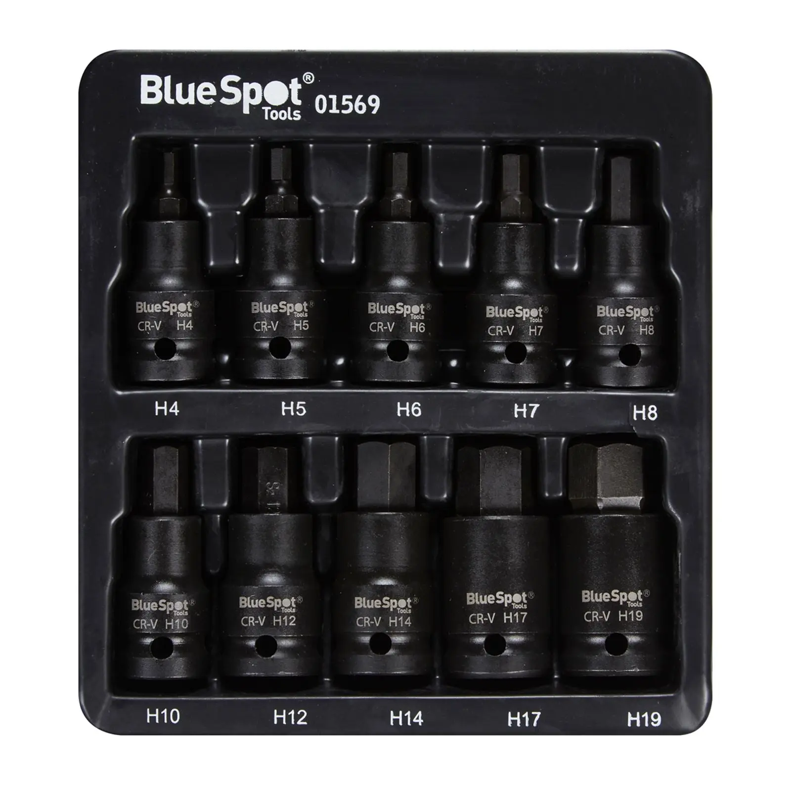 BlueSpot Impact Hex Bit Sockets 1/2" 10 Piece H4-H19 - Image 3
