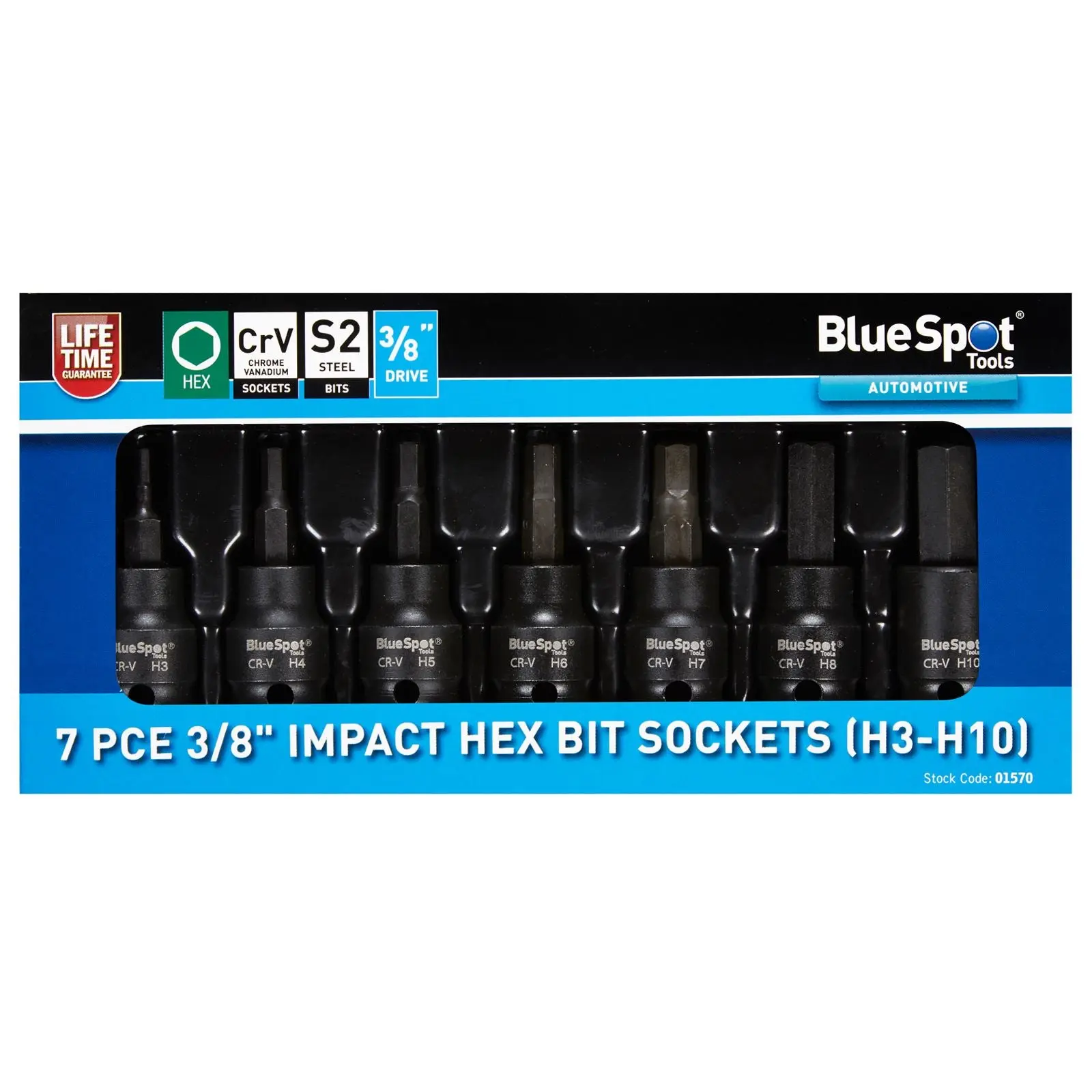BlueSpot Impact Hex Bit Sockets 3/8" 7 Piece H3-H10 - Image 2
