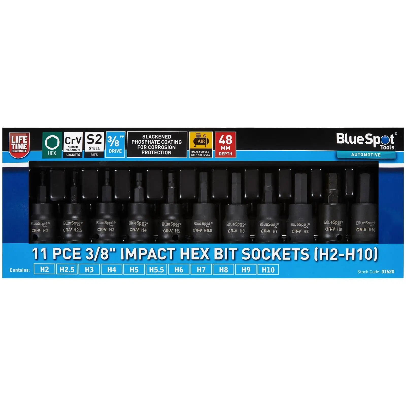 BlueSpot Impact Hex Socket Bit Set 3/8" Drive 2-10mm 11 Piece - Image 2