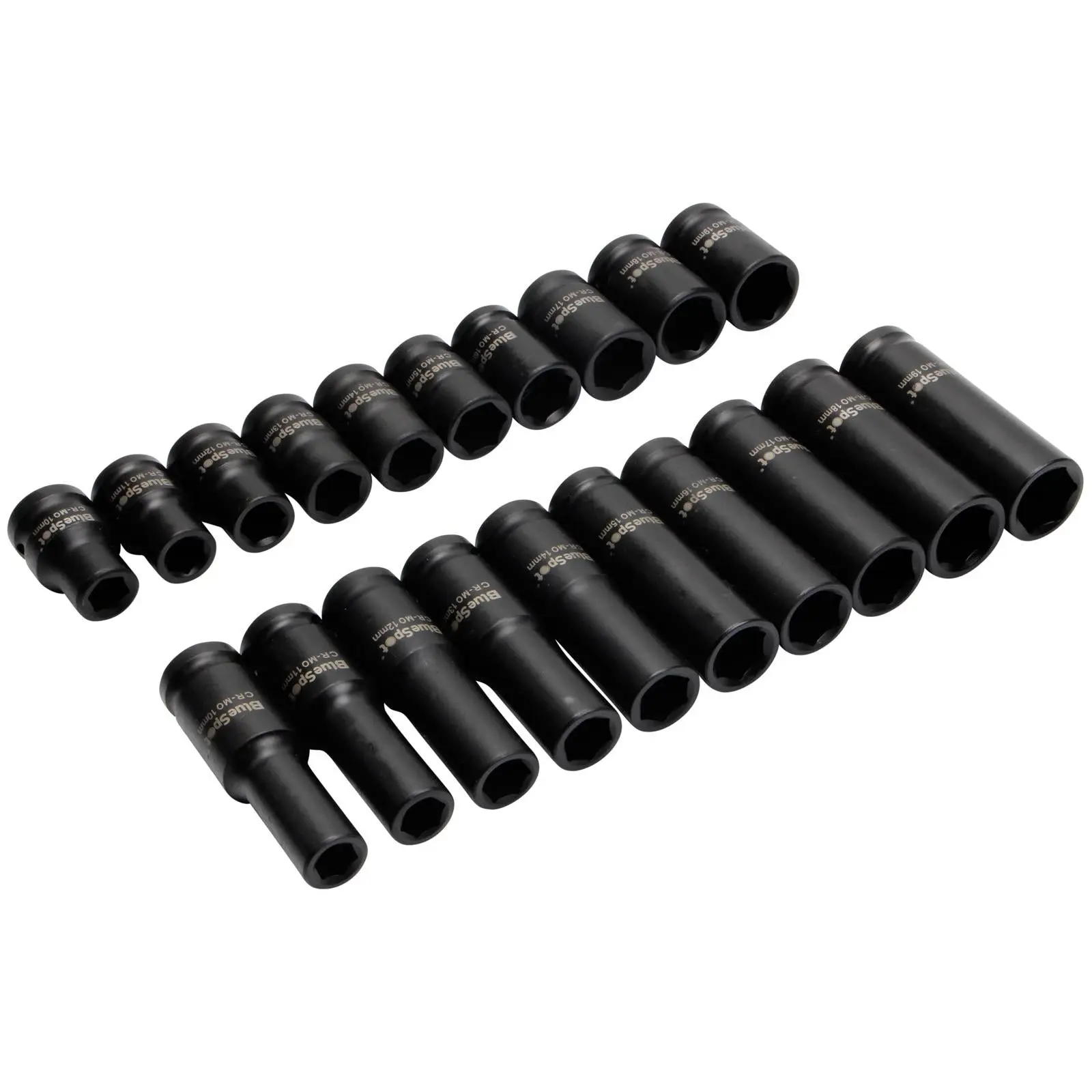 BlueSpot Impact Socket Set Shallow Deep 1/2" Drive 10-19mm 20 Piece - Image 3