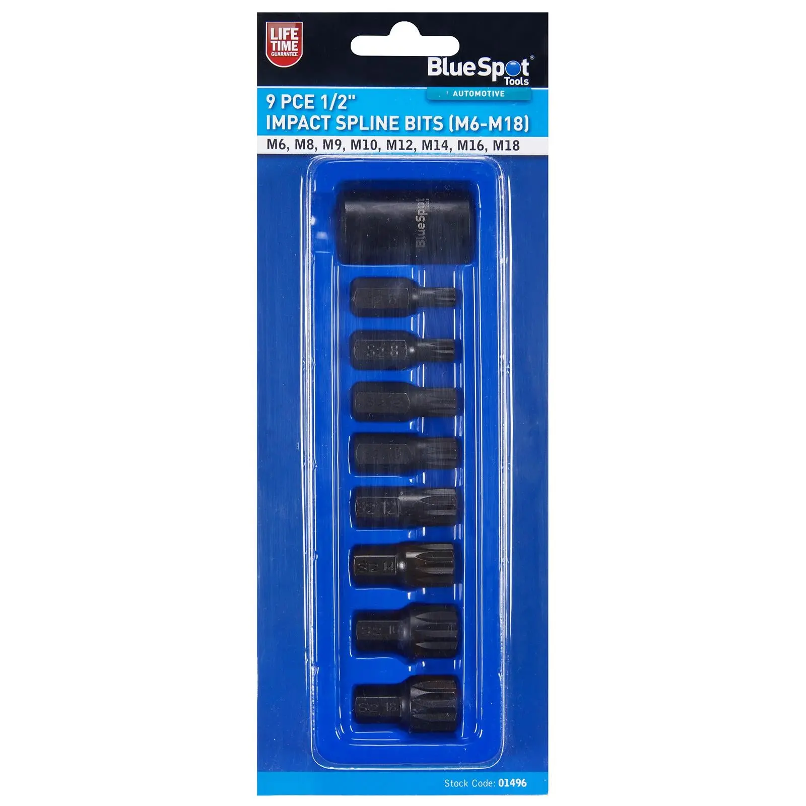BlueSpot Impact Spline Bits Sockets 1/2" Drive M6-M18 9 Piece - Image 2