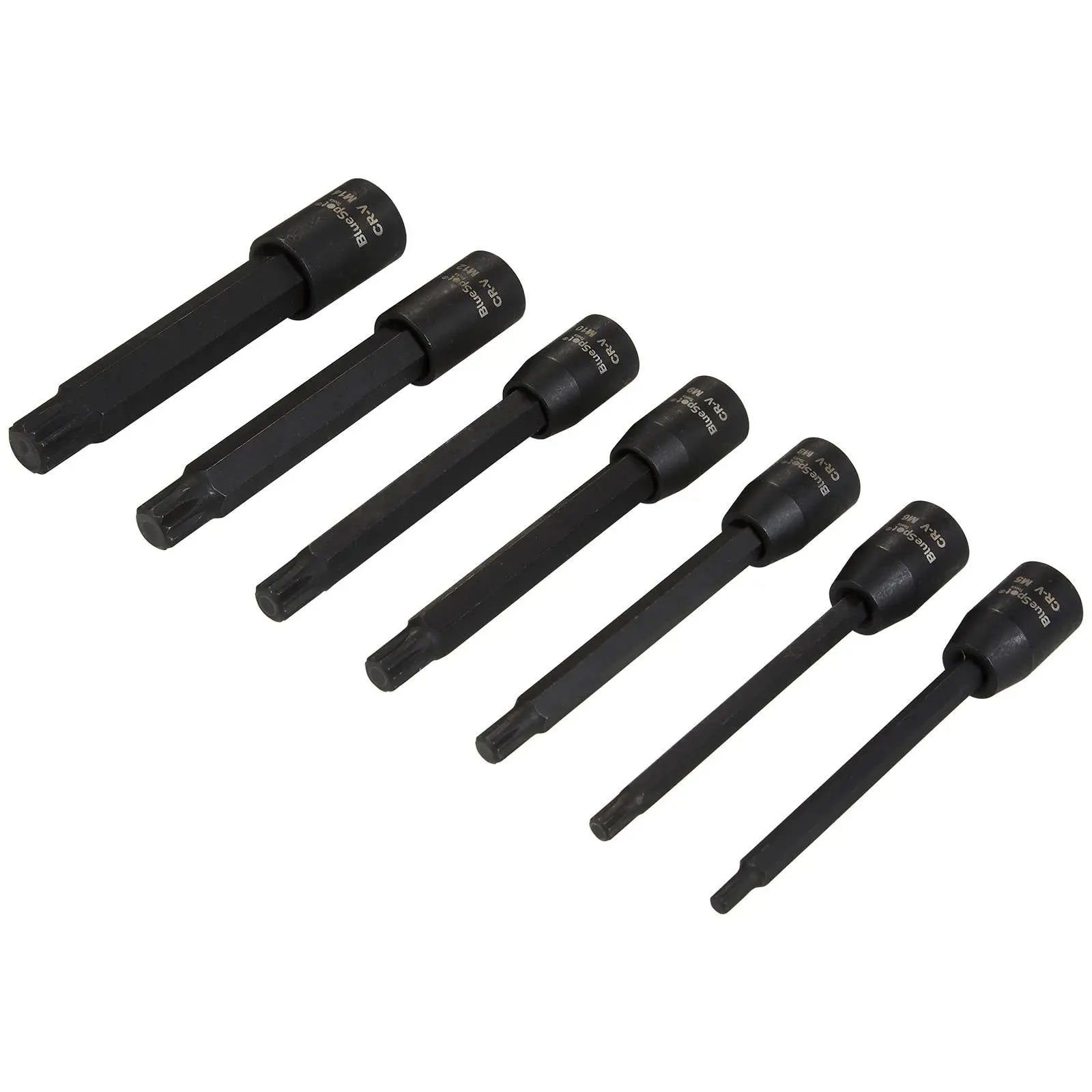BlueSpot Impact Spline Socket Set Extra Long 110mm 3/8" Drive M5-M14 7 Piece - Image 3