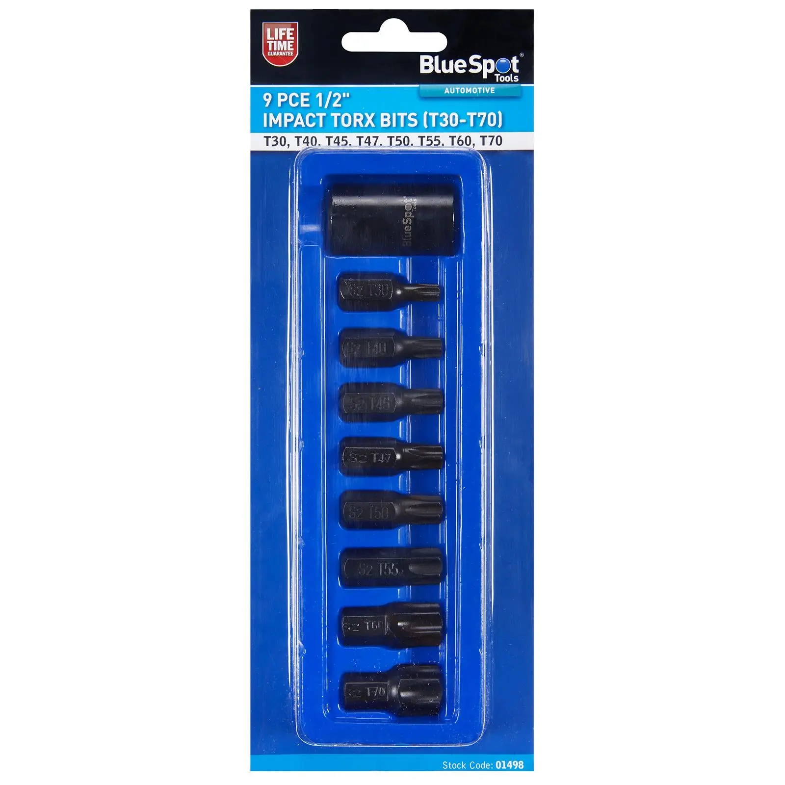 BlueSpot Impact Torx Bits Sockets 1/2" Drive T30-T70 9 Piece - Image 2