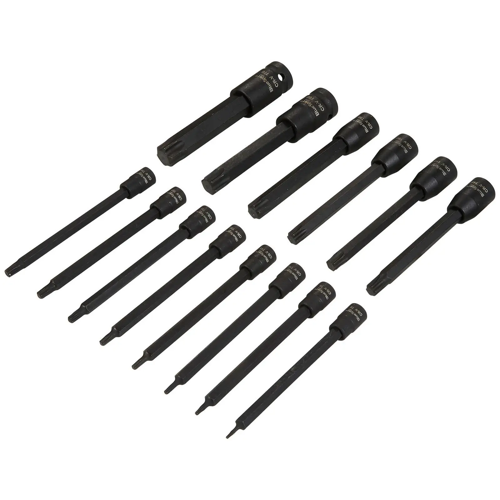BlueSpot Impact Torx Socket Set Extra Long 110mm 1/4" 3/8" 1/2" Drive T6-T70 15pc - Image 3