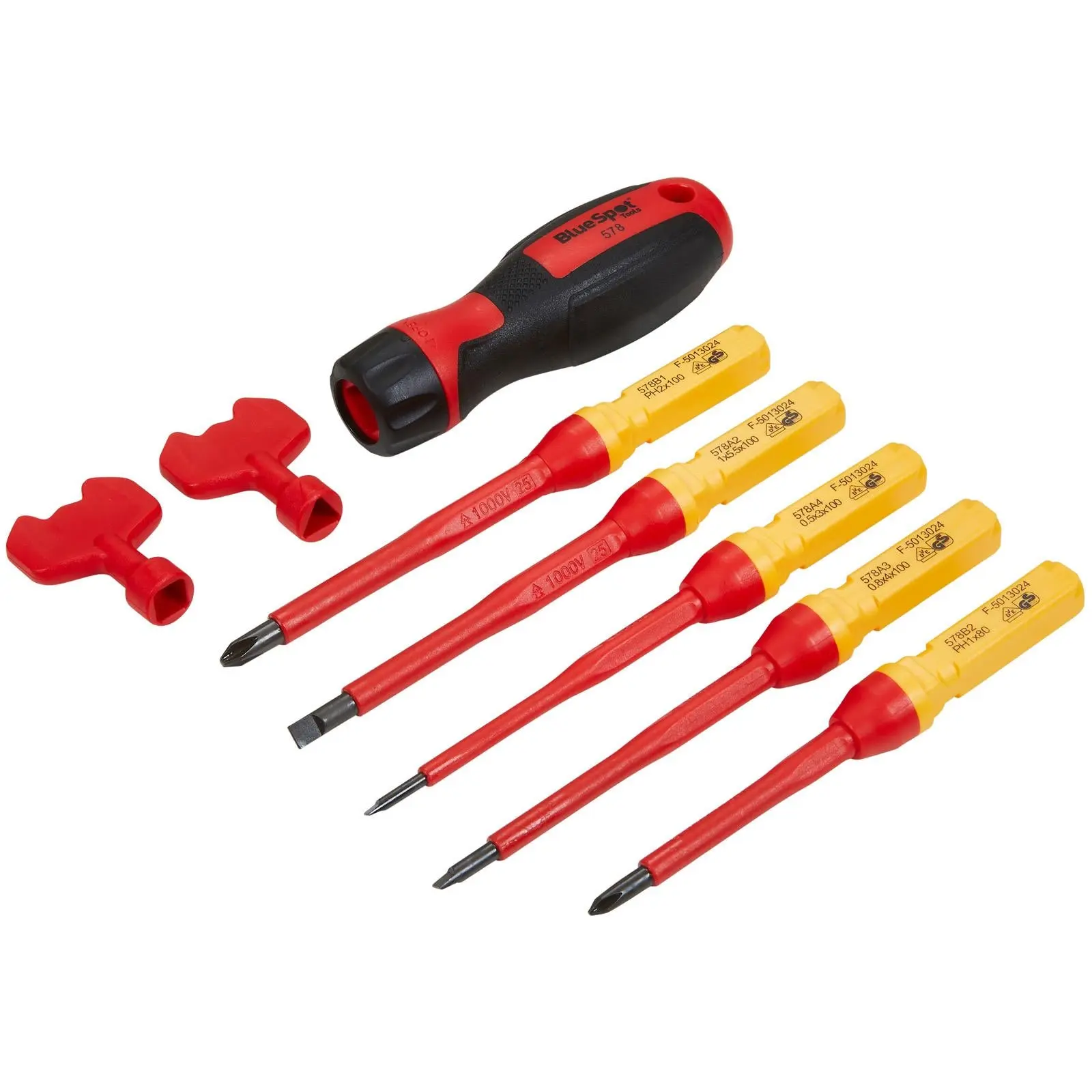 BlueSpot Interchangeable VDE Screwdriver Set Slotted Phillips 8 Piece