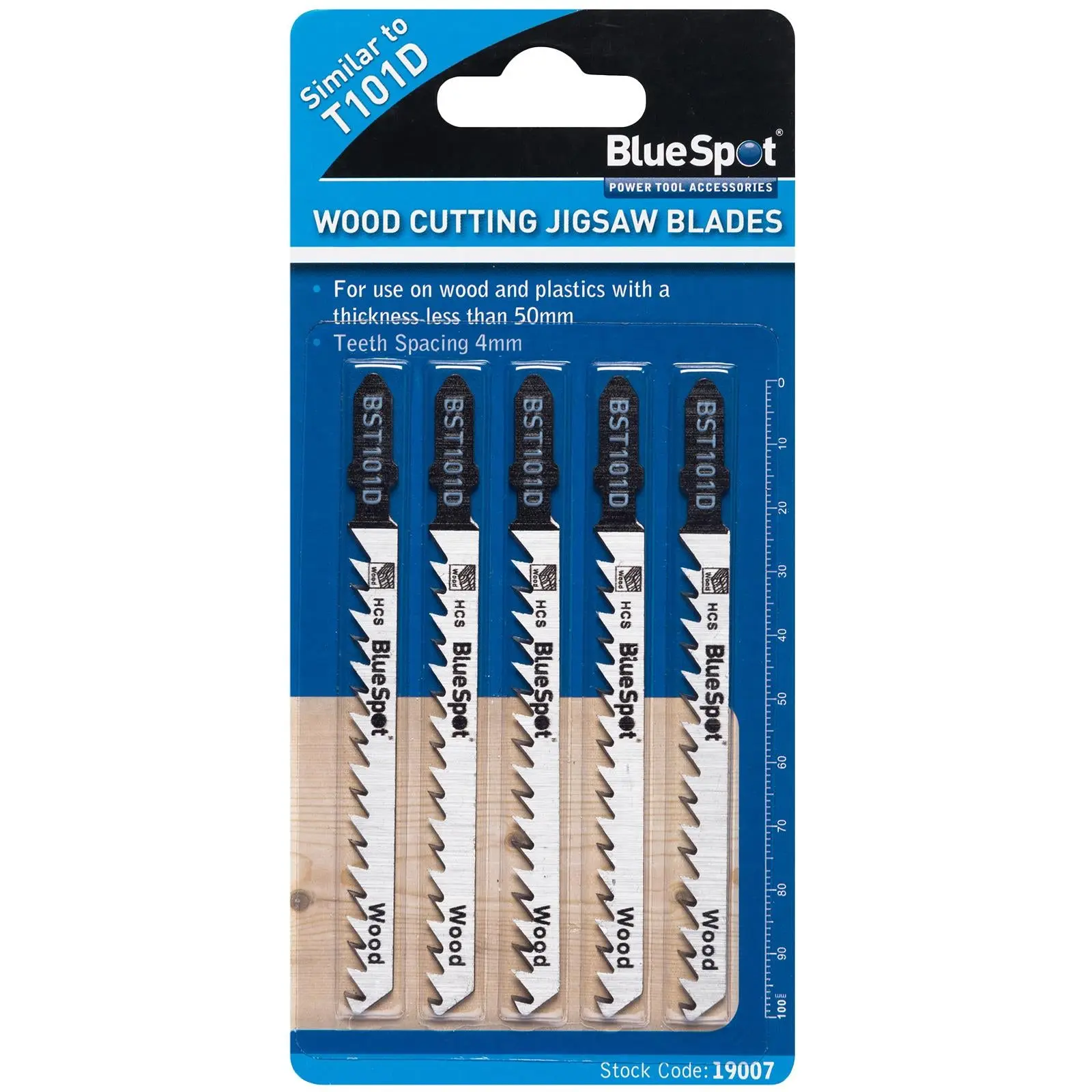 BlueSpot Jigsaw Blades 5 Piece Fast Cut for Wood 6 TPI T101D - Image 3