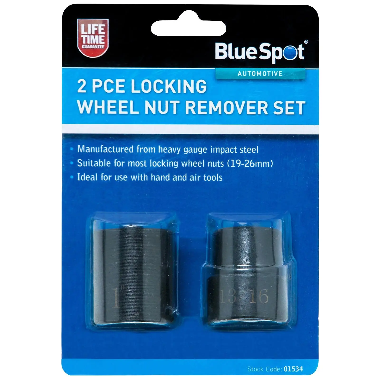 BlueSpot Locking Wheel Nut Remover Set 2 Piece 19-26mm