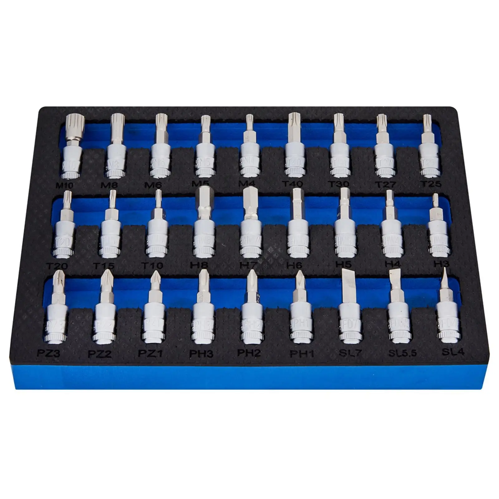 BlueSpot Mixed Socket Bit Set EVA Foam Tray 1/4" 27 Piece - Image 2
