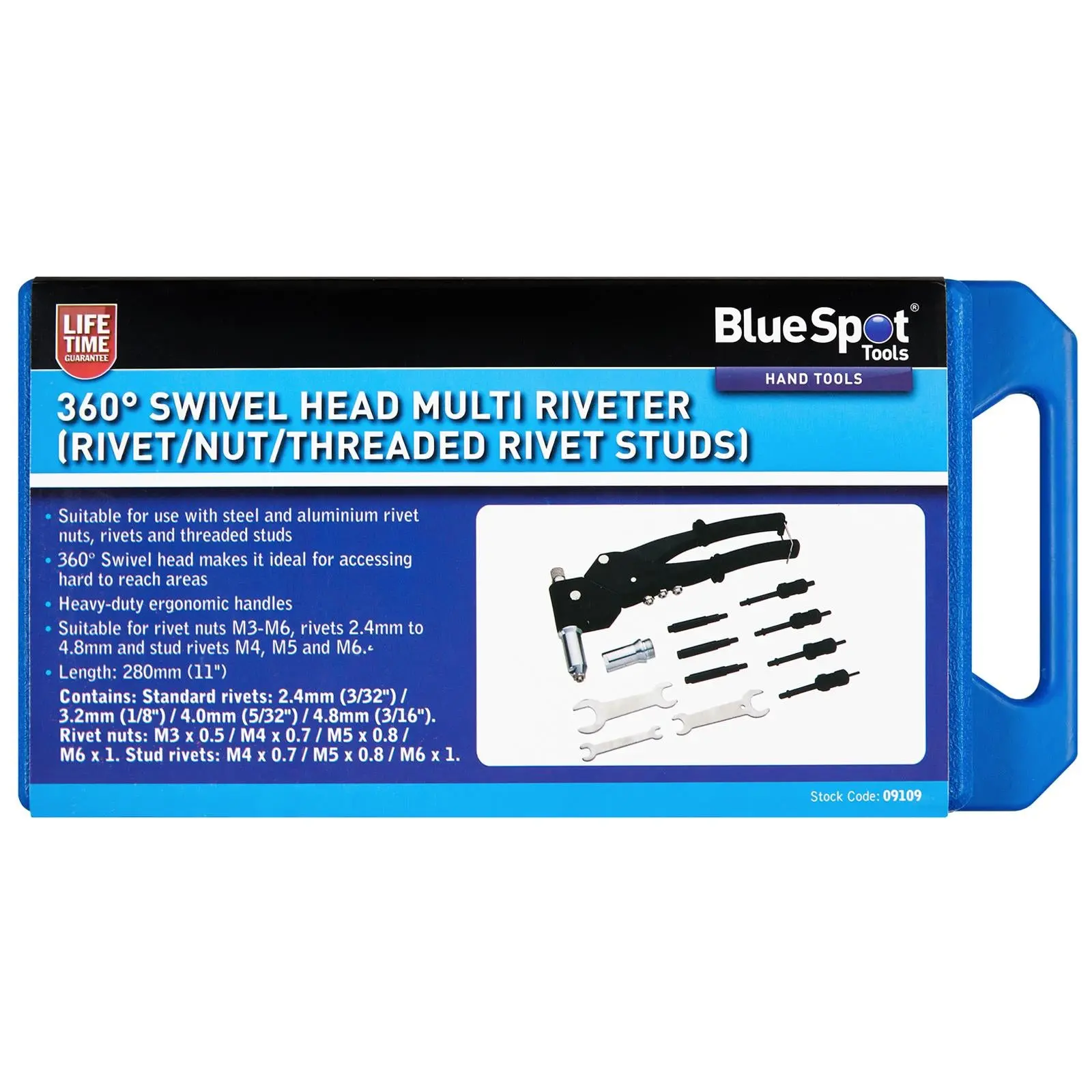 BlueSpot Multi Riveter 360° Swivel Head Rivet Gun for Rivet Nuts Rivets and Stud Rivets - Image 2