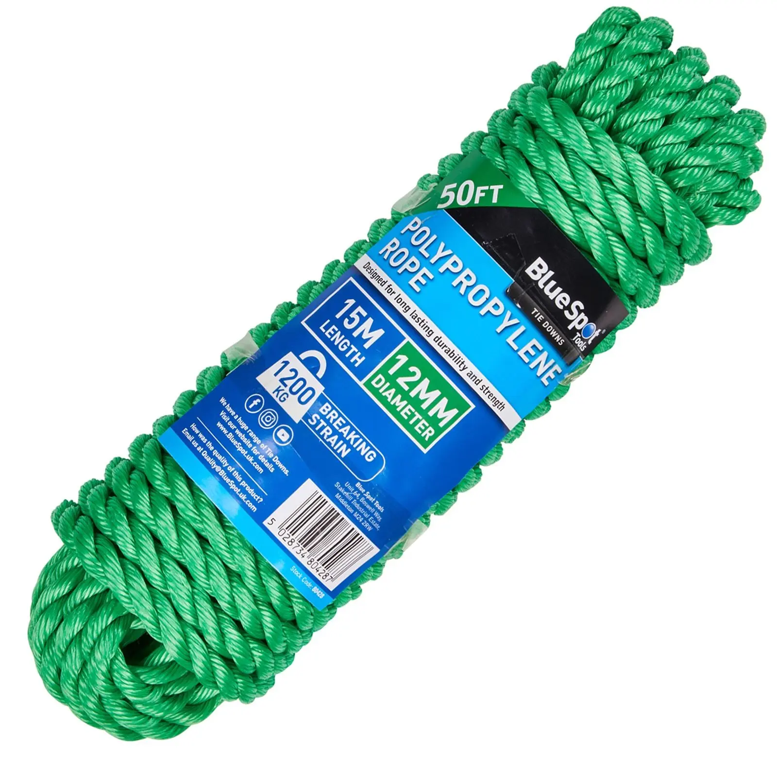BlueSpot Polypropylene Rope Green 15m x 12mm 50ft - Image 5