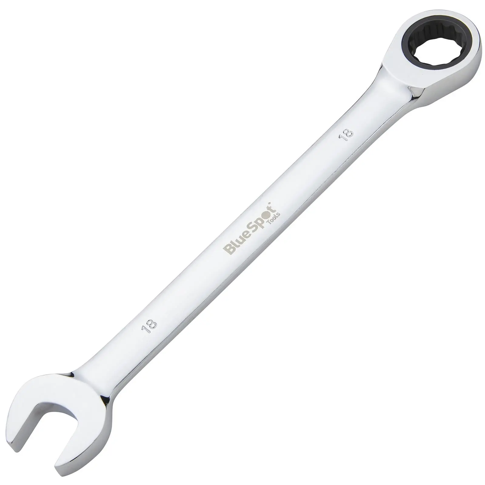 BlueSpot Ratchet Combination Spanner Fixed Head Chrome Vanadium 18mm - Image 3