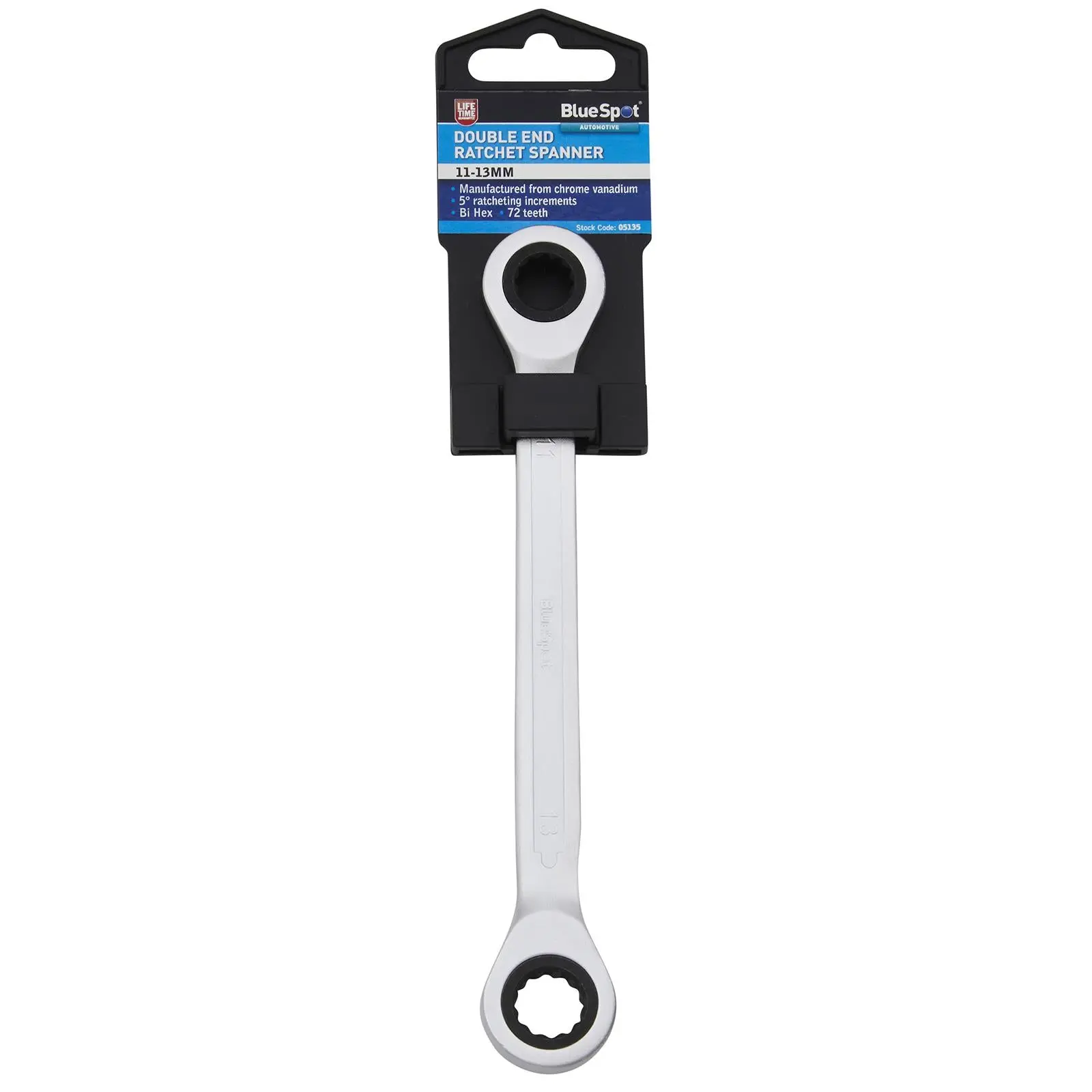 BlueSpot Ratchet Ring Spanner Double End 11mm x 13mm 72 Tooth - Image 2