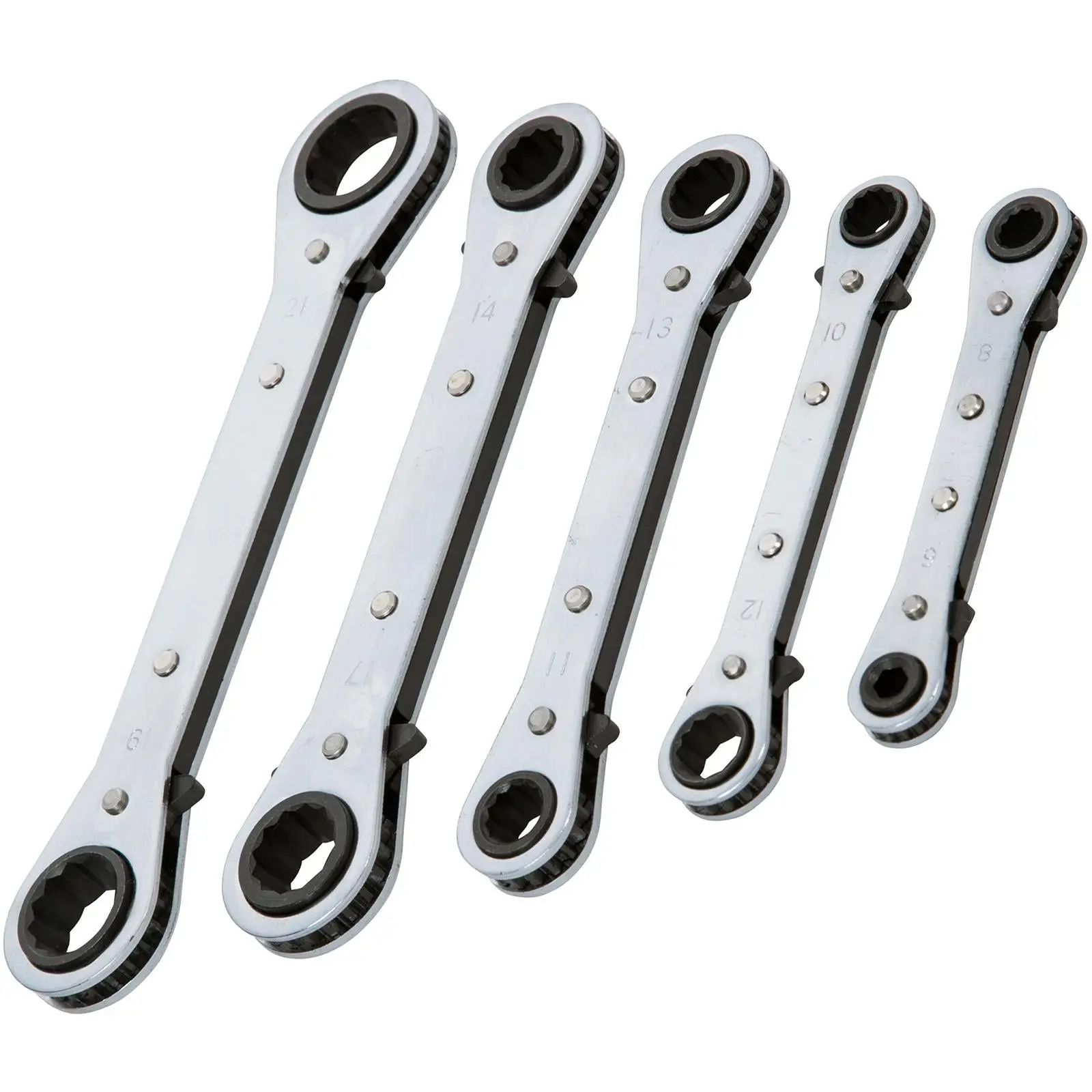 BlueSpot Ratchet Ring Spanners Reversible Double Ended Wrench 6-21mm 5pc - Image 3