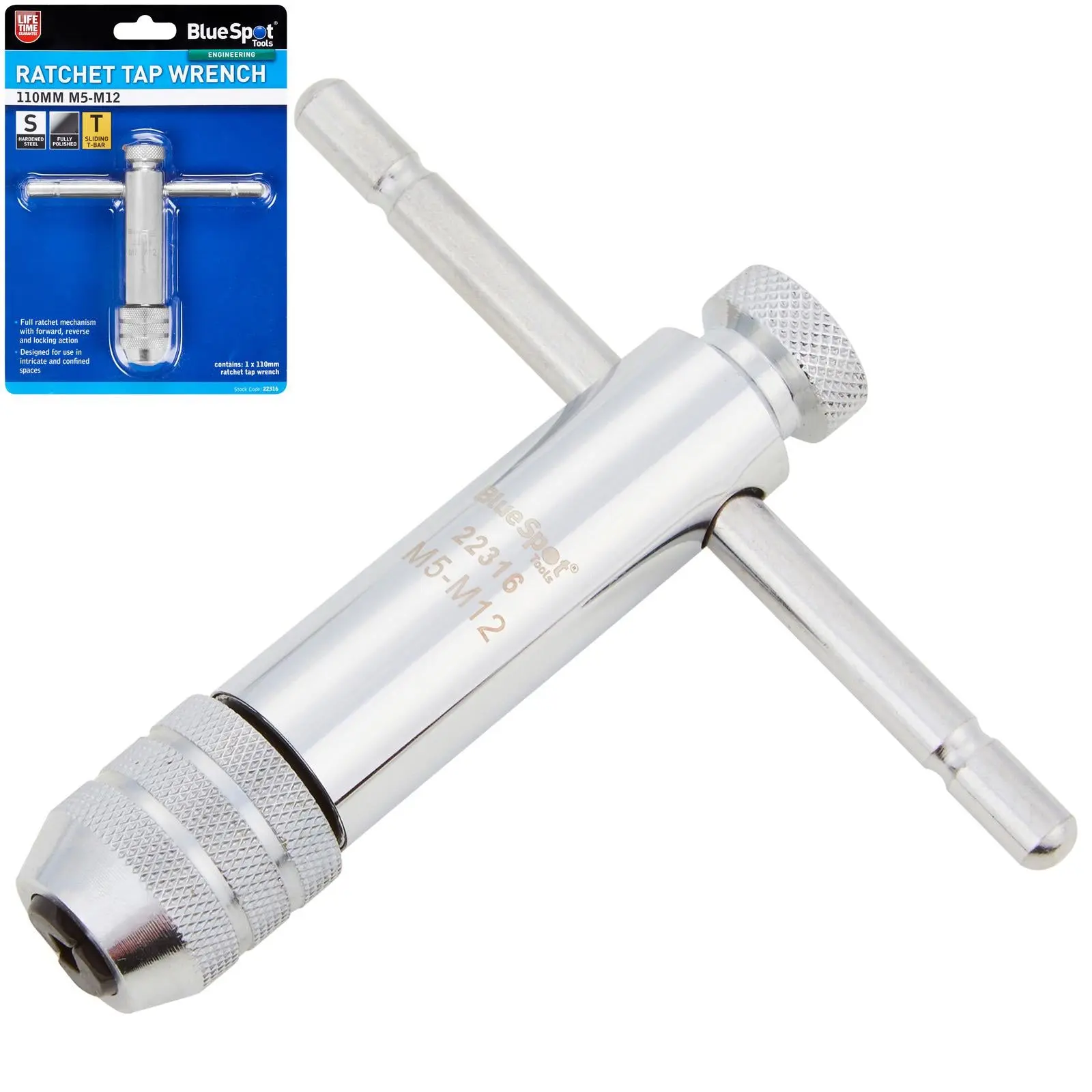 BlueSpot Ratchet Tap Wrench 110mm M5-M12