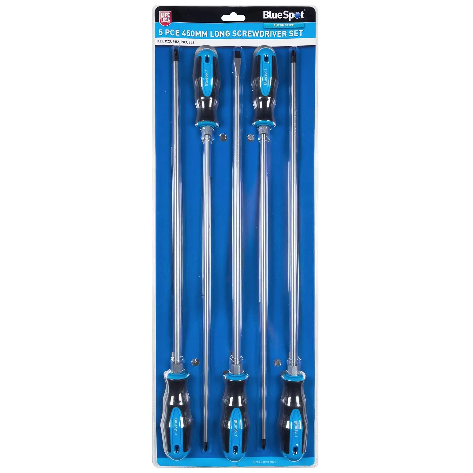 BlueSpot Screwdriver Set with Hex Bolster 450mm Long 5 Piece - Image 2