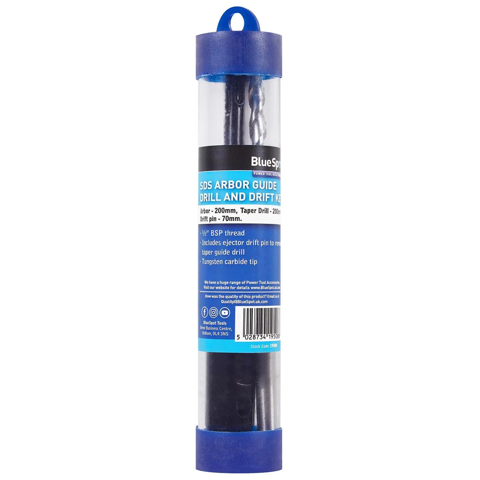 BlueSpot SDS Arbor Guide Drill And Drift Key 1/2" BSP Thread - Image 4