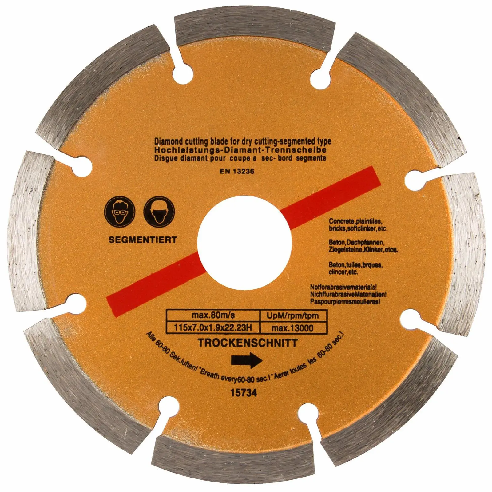 BlueSpot Segmented Diamond Cutting Disc Blade Stone Block Tile Concrete 115mm 4 1/2 - Image 3