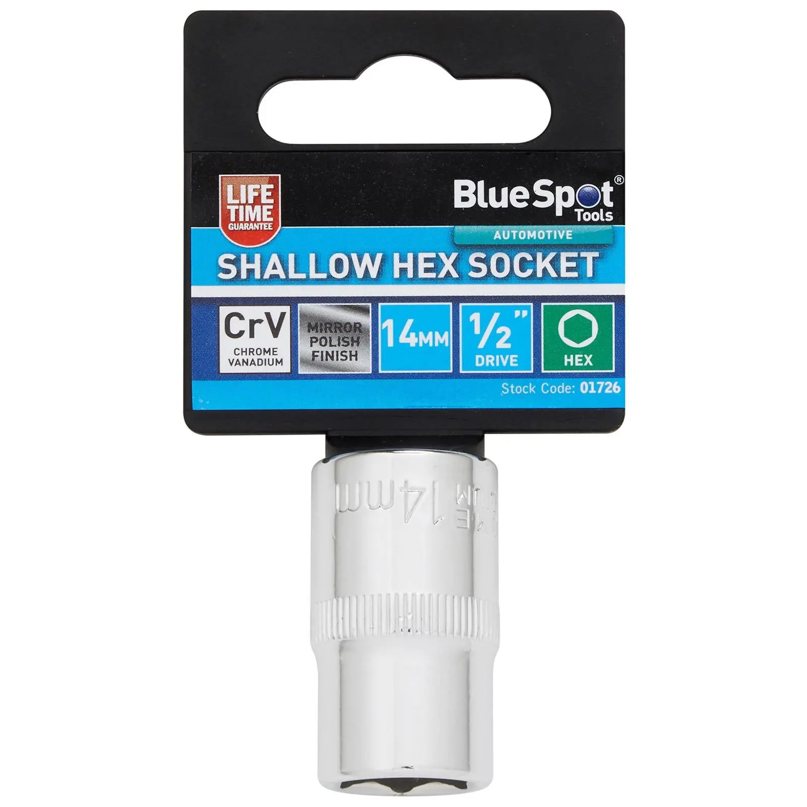 BlueSpot Shallow Socket 1/2" Drive 6 Point Hex Chrome Individual 8-32mm - Choose Size - Image 13