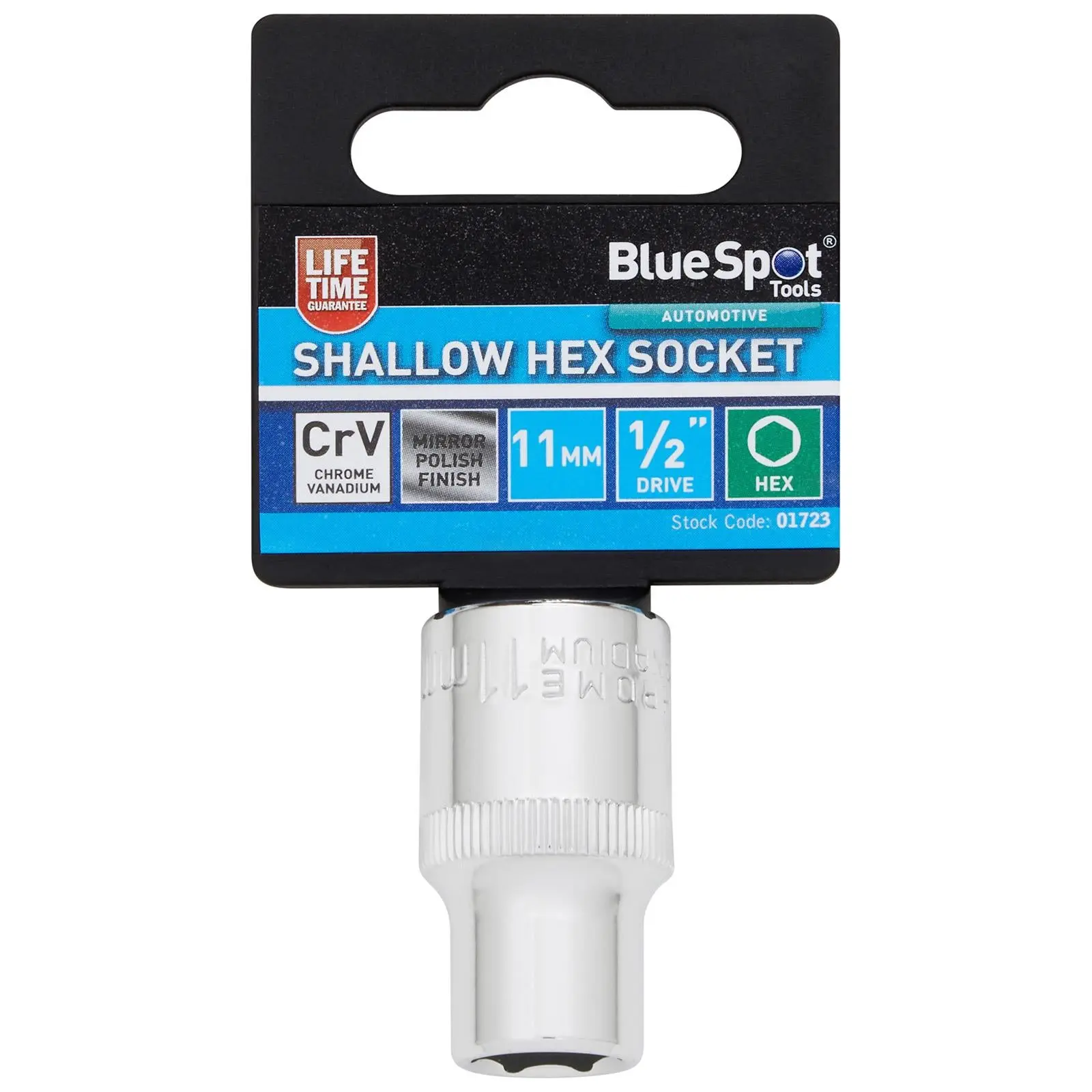 BlueSpot Shallow Socket 1/2" Drive 6 Point Hex Chrome Individual 8-32mm - Choose Size - Image 14