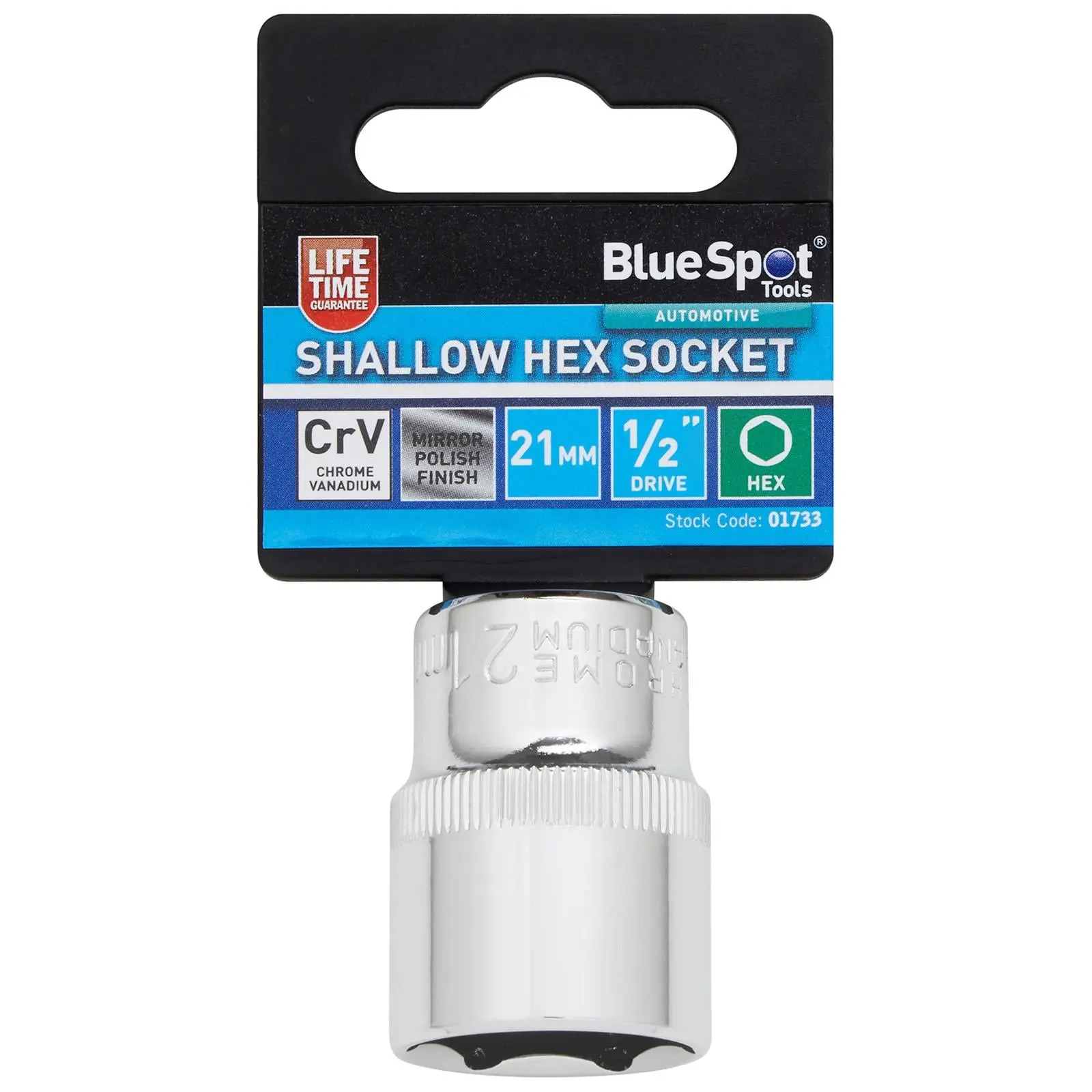 BlueSpot Shallow Socket 1/2" Drive 6 Point Hex Chrome Individual 8-32mm - Choose Size - Image 5