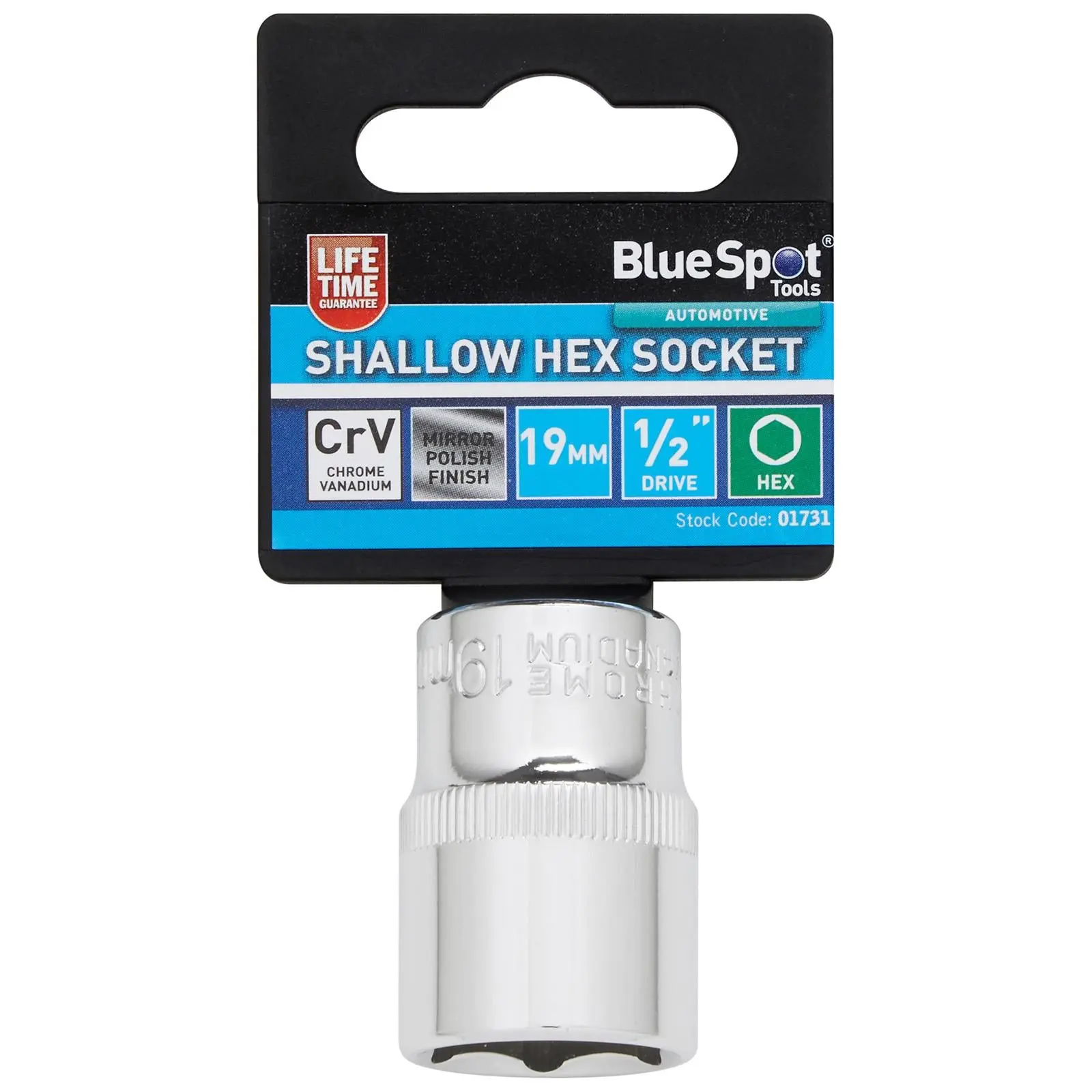 BlueSpot Shallow Socket 1/2" Drive 6 Point Hex Chrome Individual 8-32mm - Choose Size - Image 7
