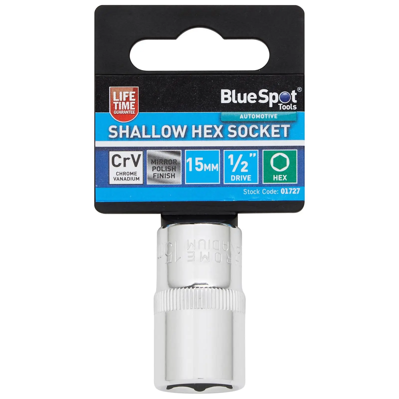 BlueSpot Shallow Socket 1/2" Drive 6 Point Hex Chrome Individual 8-32mm - Choose Size - Image 8
