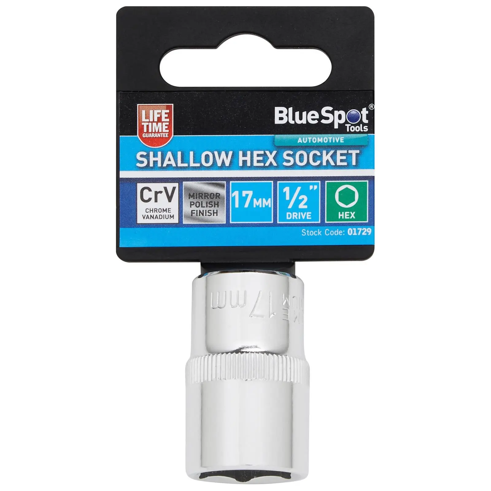 BlueSpot Shallow Socket 1/2" Drive 6 Point Hex Chrome Individual 8-32mm - Choose Size - Image 9