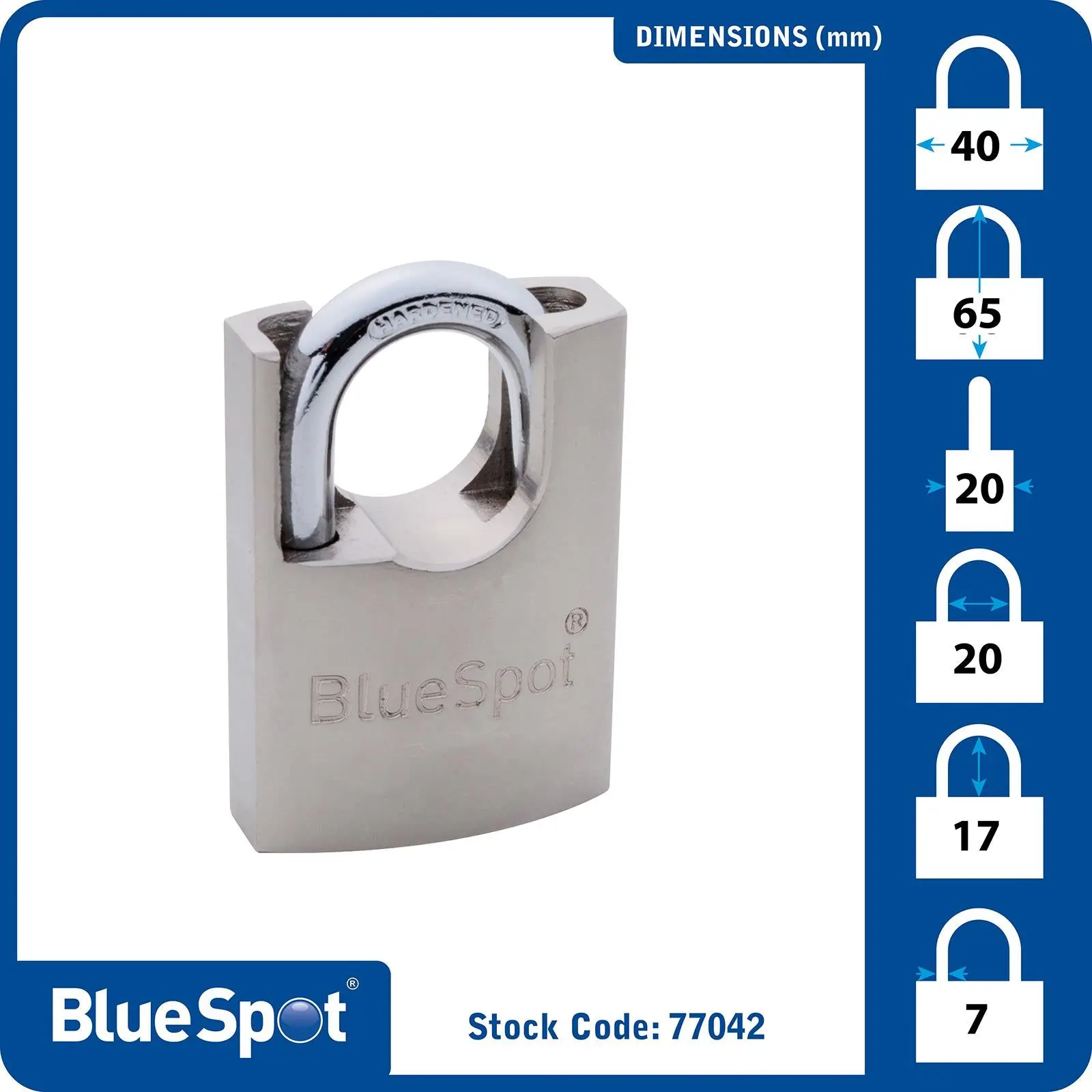 BlueSpot Shrouded Satin Finish Padlock 40mm - Image 3