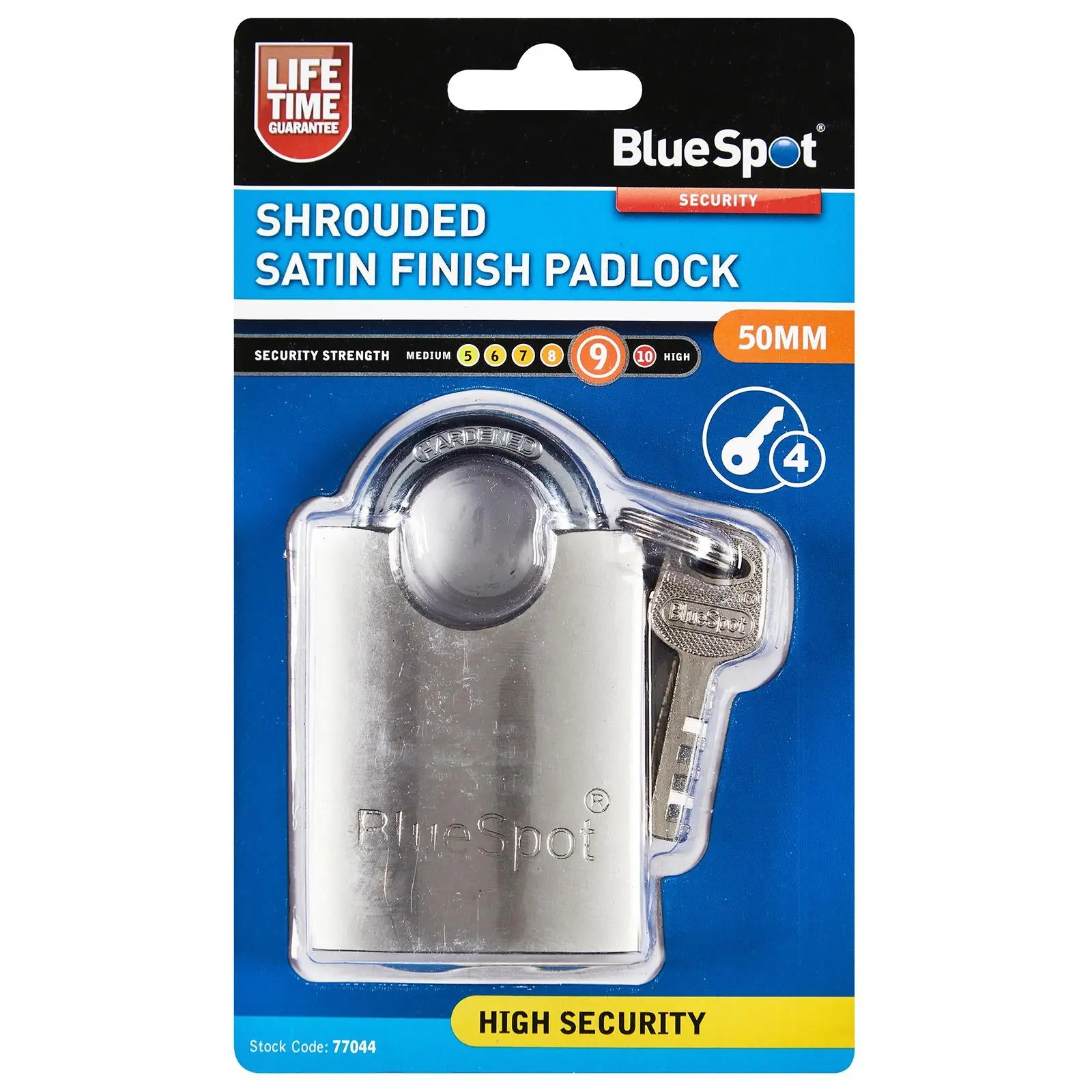 BlueSpot Shrouded Satin Finish Padlock 50mm - Image 3