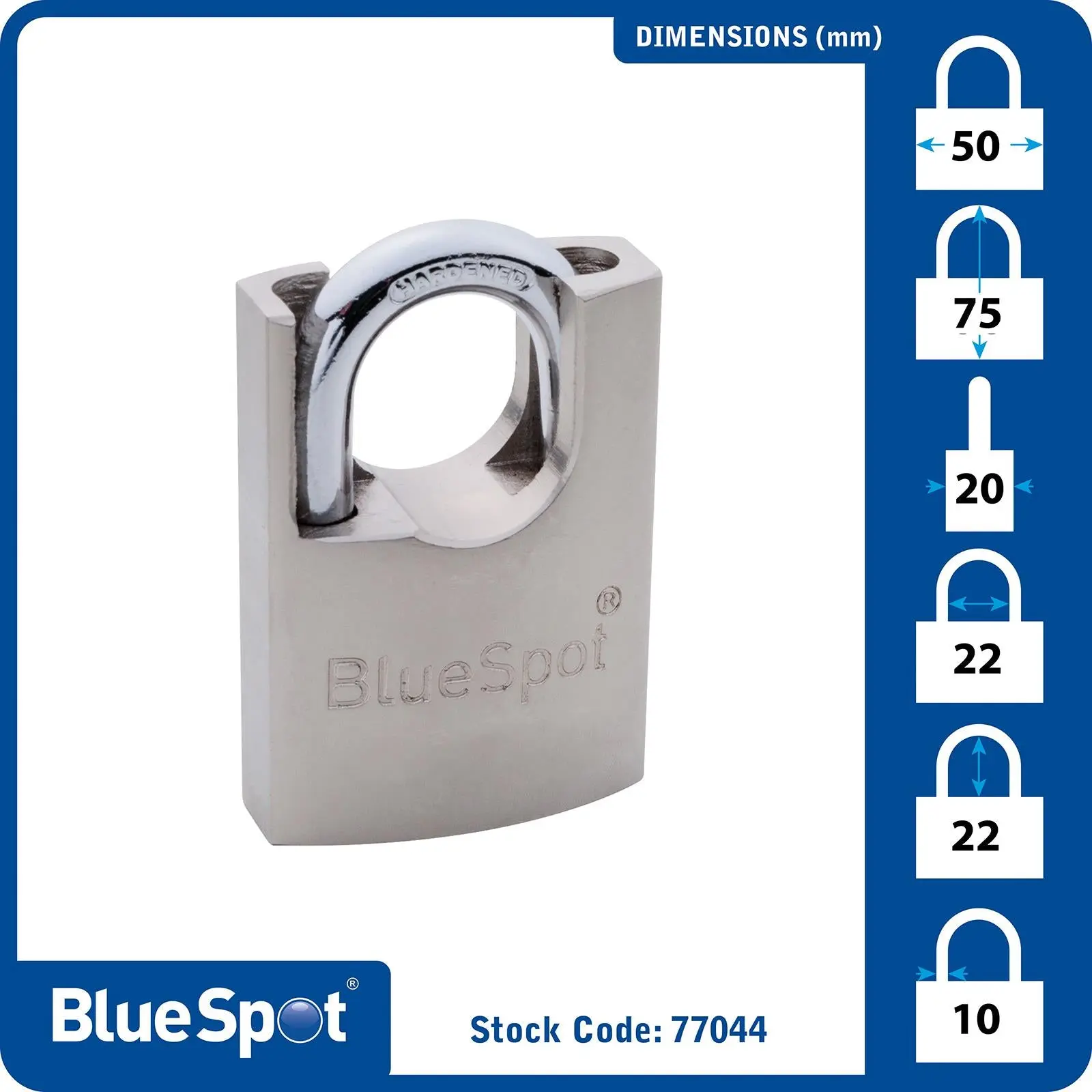 BlueSpot Shrouded Satin Finish Padlock 50mm - Image 5