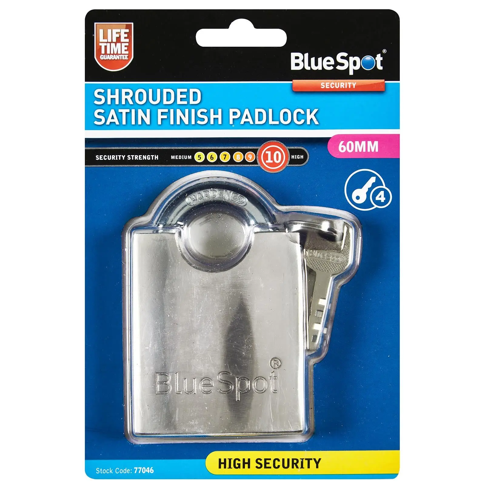 BlueSpot Shrouded Satin Finish Padlock 60mm - Image 4