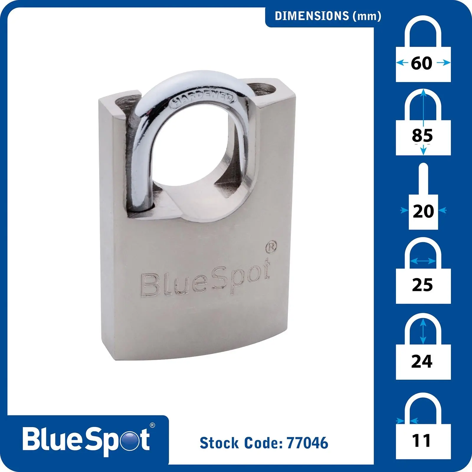 BlueSpot Shrouded Satin Finish Padlock 60mm - Image 5