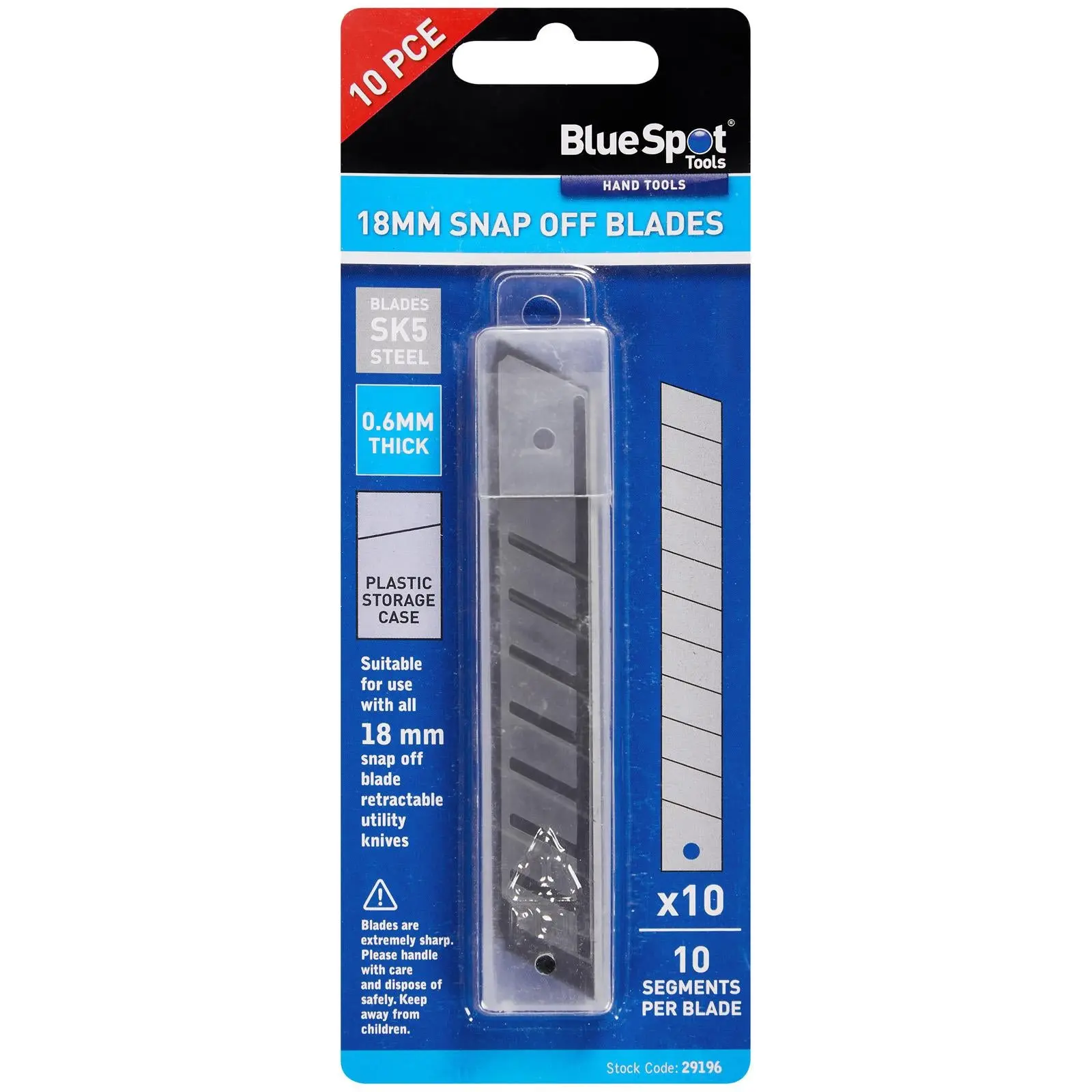 BlueSpot Snap Off Knife Blades 18mm 10 Pack - Image 2