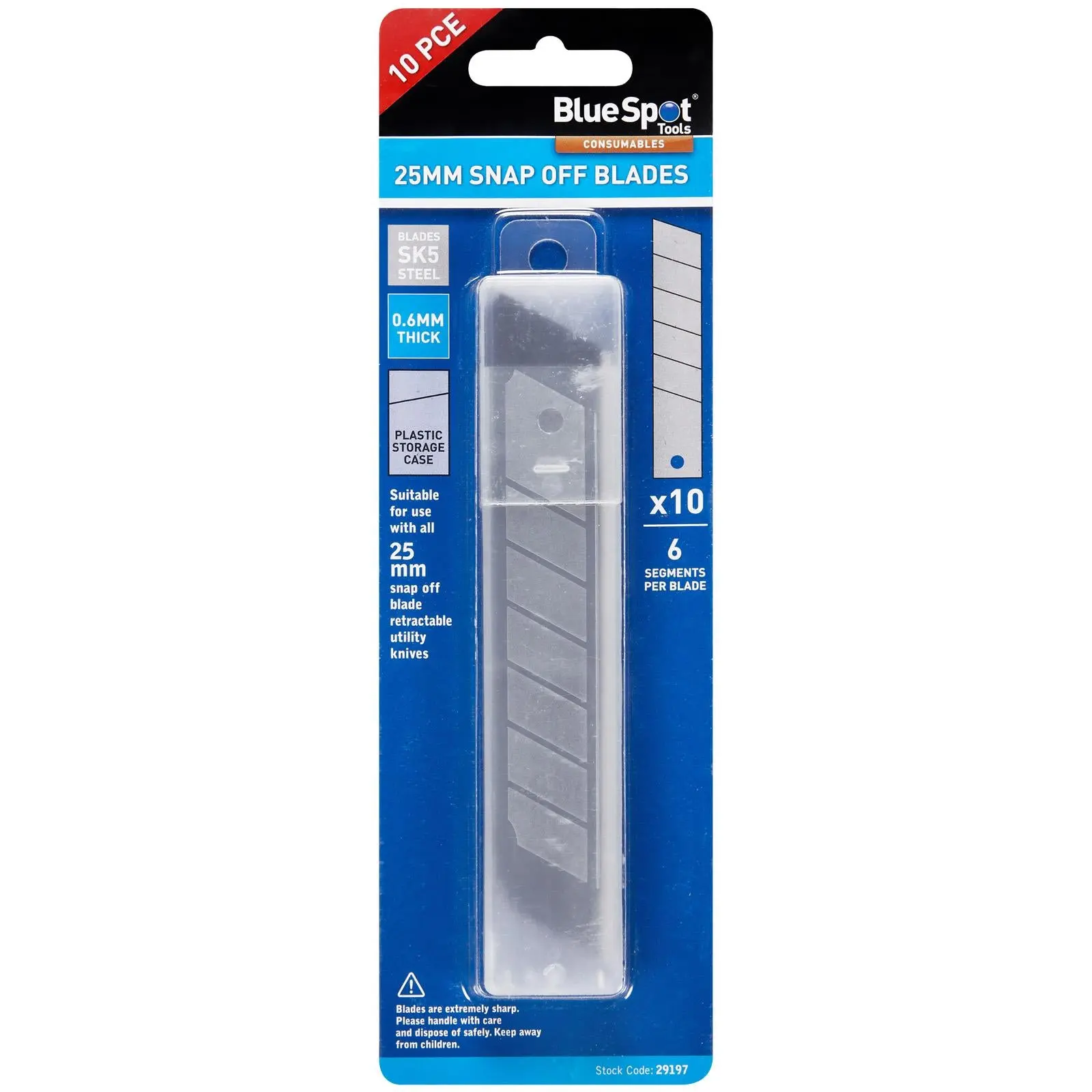BlueSpot Snap Off Knife Blades 25mm 10 Pack - Image 2