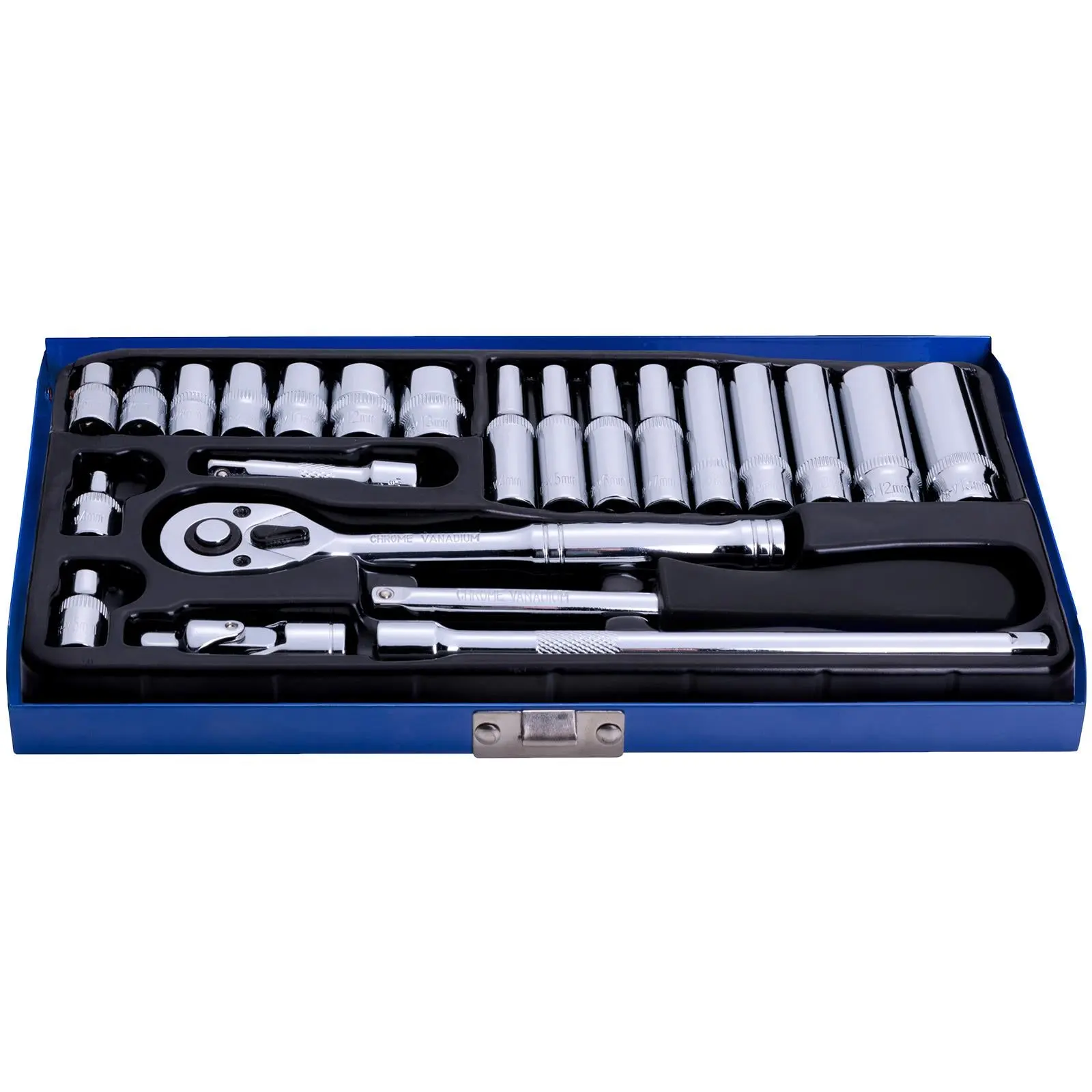 BlueSpot Socket Set Metric 1/4" Drive 24 Piece 4-13mm in Metal Case - Image 3