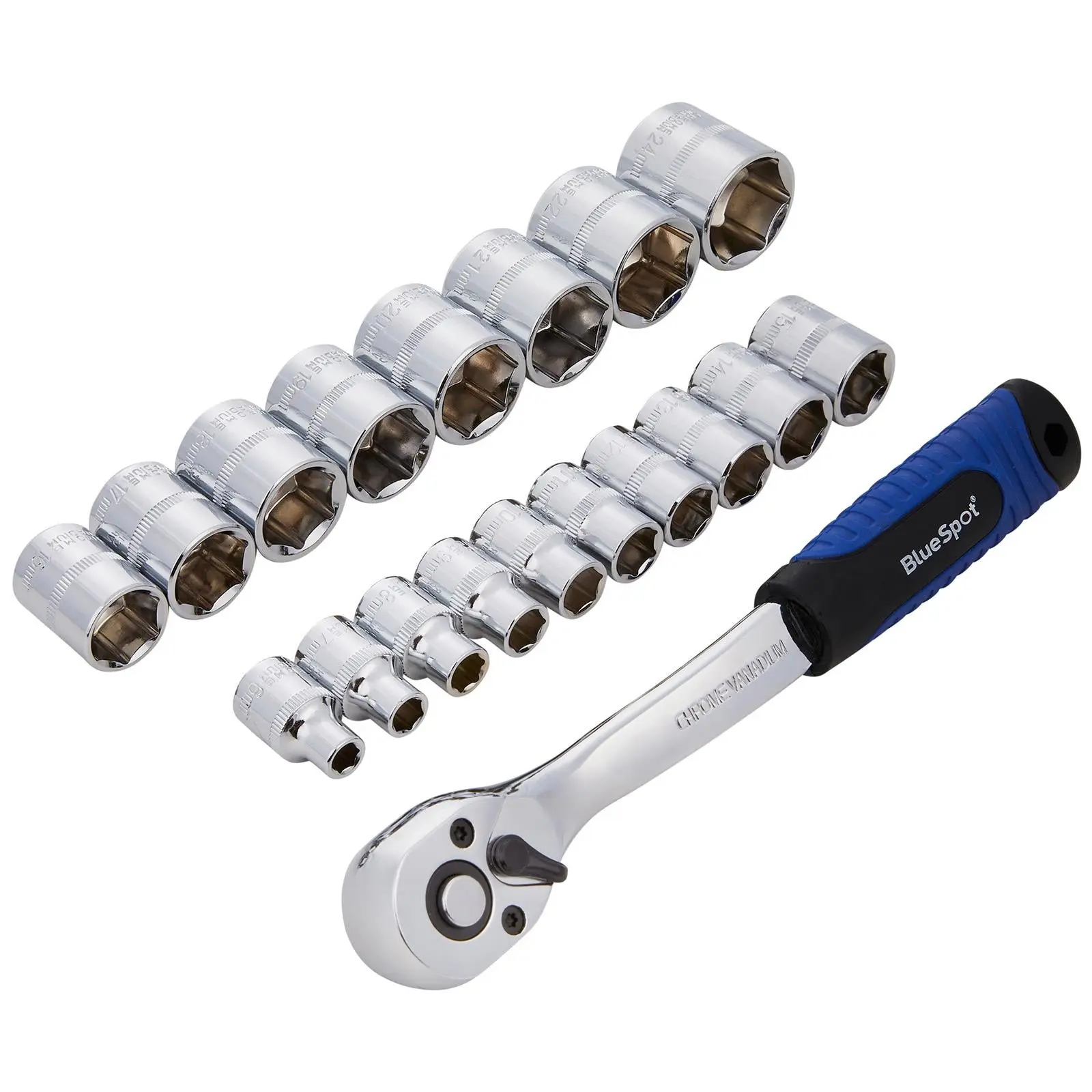 BlueSpot Socket Set with Ratchet Handle 3/8" Drive 6-24mm 19 Piece - Image 2