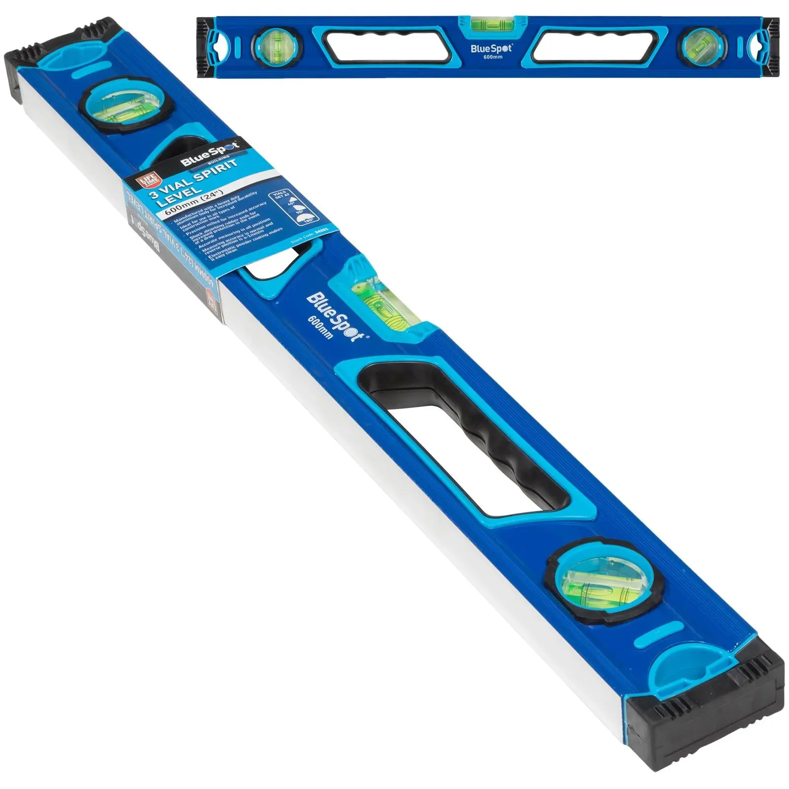 BlueSpot Spirit Level 3 Vial 600mm 24" Aluminium Body