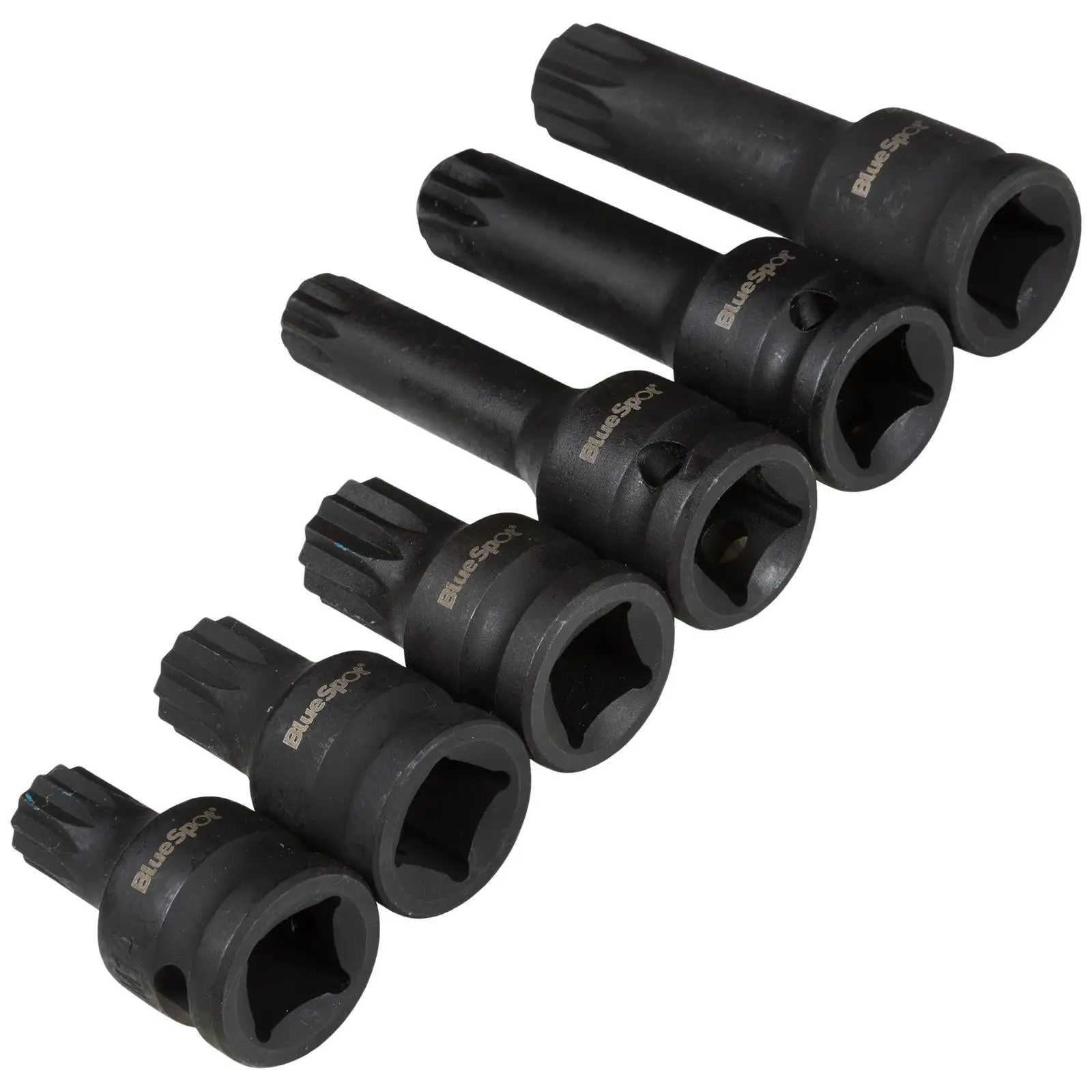BlueSpot Spline Socket Set 6 Piece 1/2" Drive M14-M18 43mm and 78mm Long - Image 2