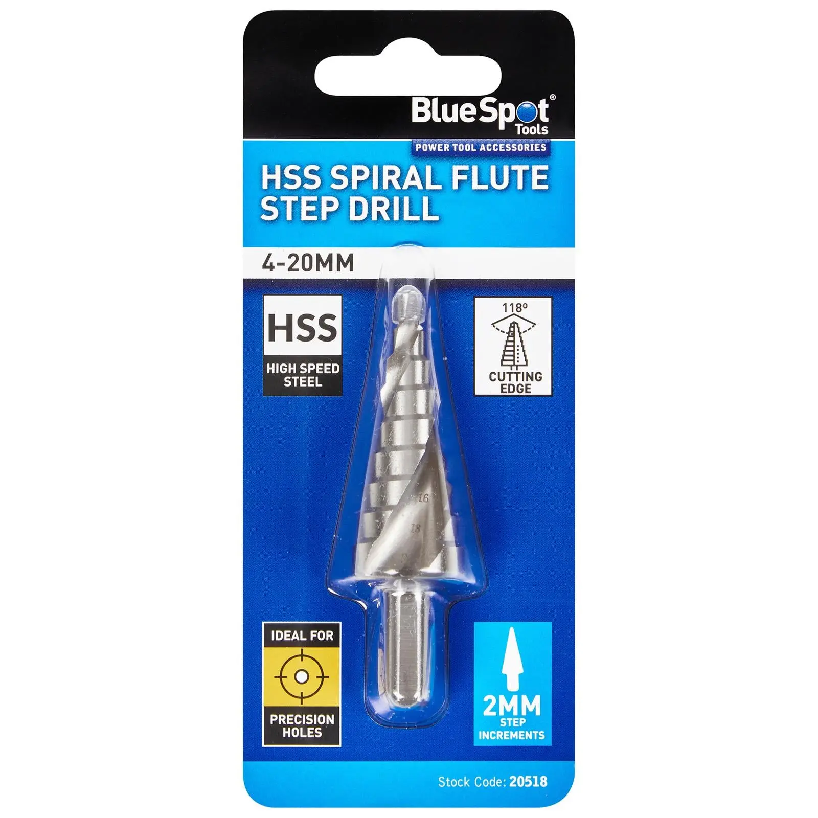BlueSpot Step Drill HSS Spiral Flute 4-20mm - Image 2