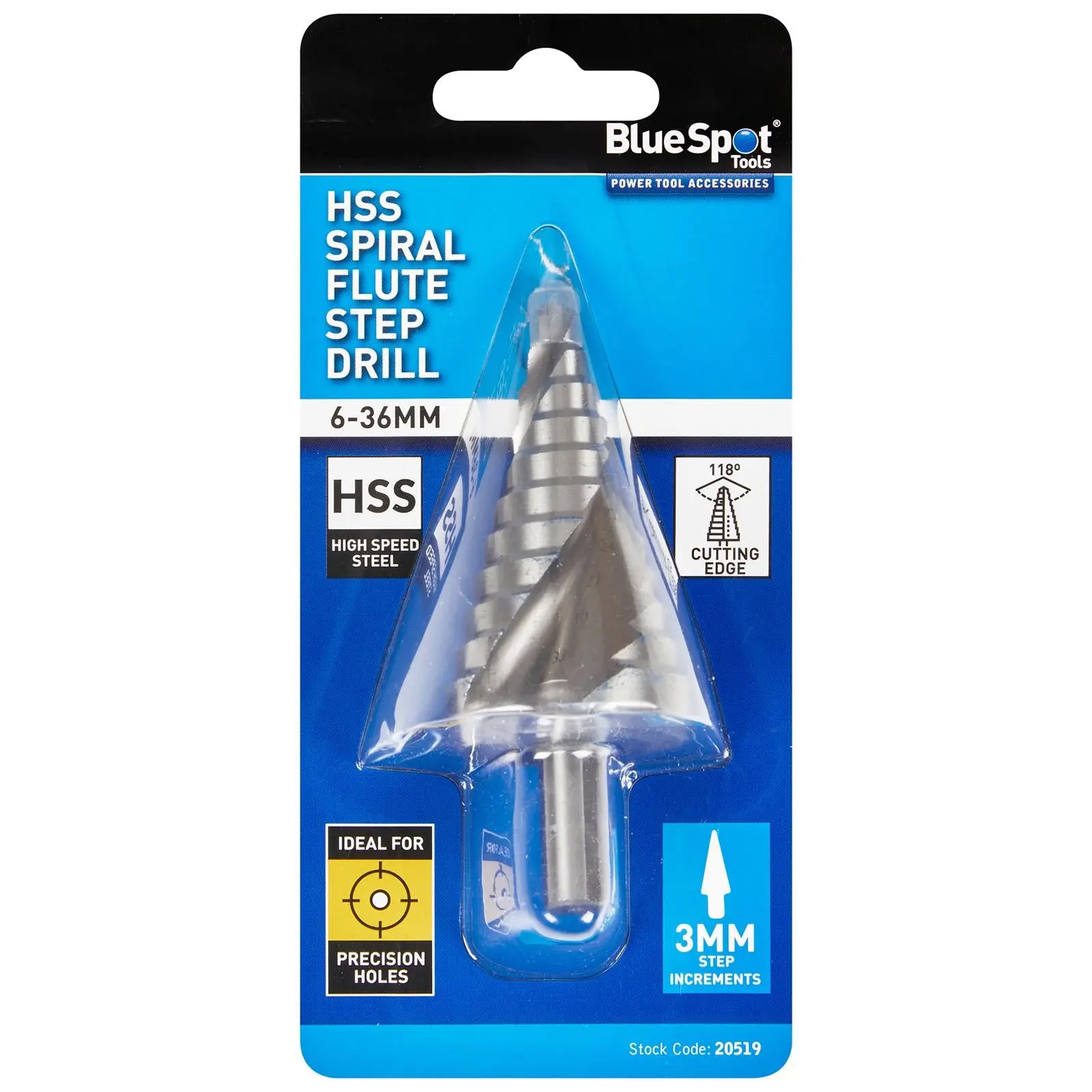 BlueSpot Step Drill HSS Spiral Flute 6-36mm - Image 2