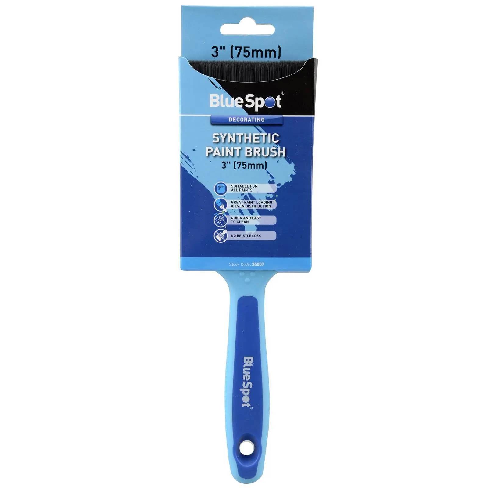 BlueSpot Synthetic Paint Brush with Soft Grip Handle 75mm (3") - Image 2