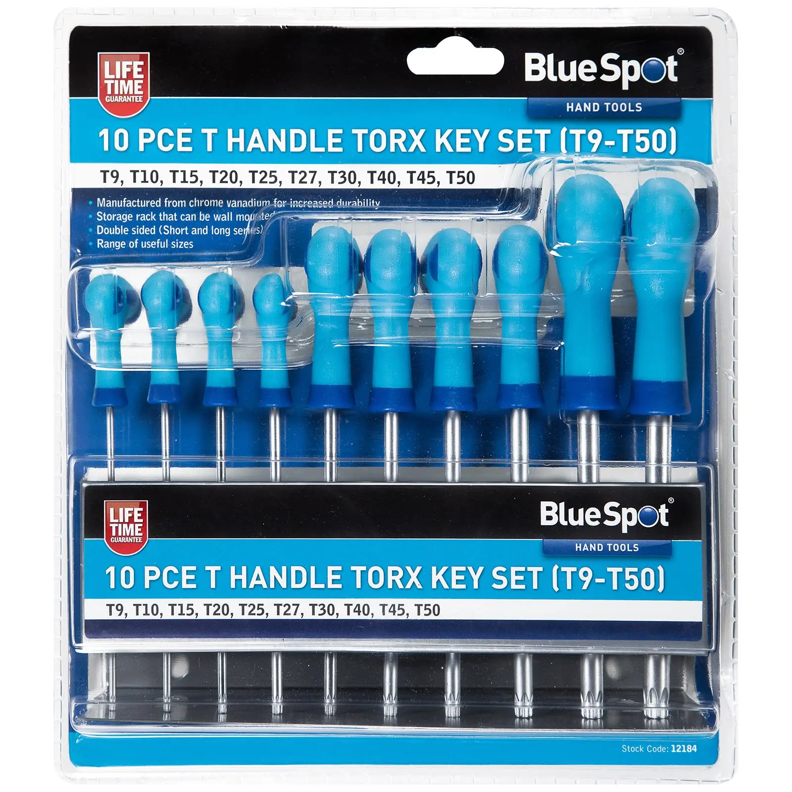 BlueSpot T-Handle Torx Key Set 10 Piece T9-T50 - Image 3